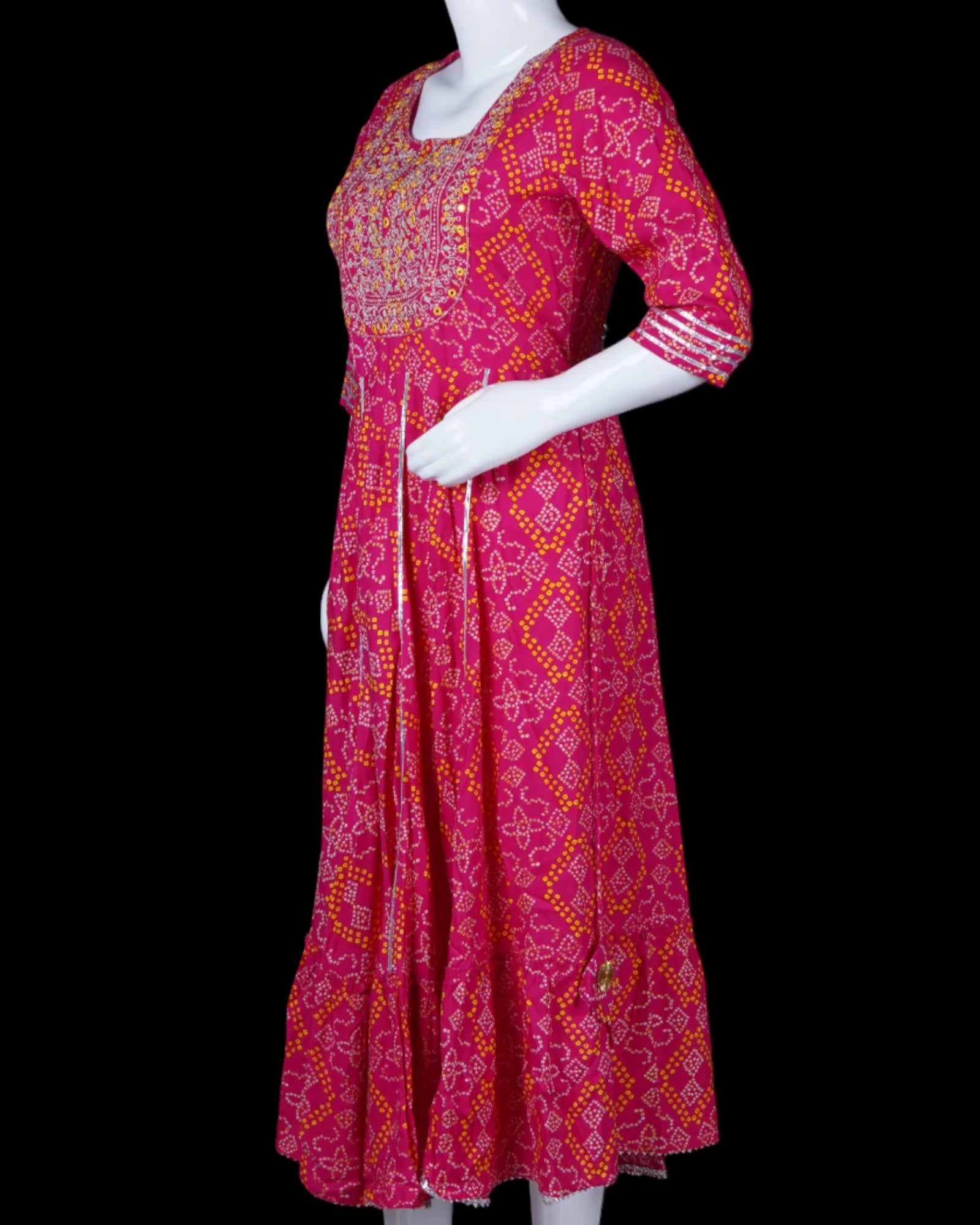 Rani Pink Rayon Gown With Elbow Sleeves