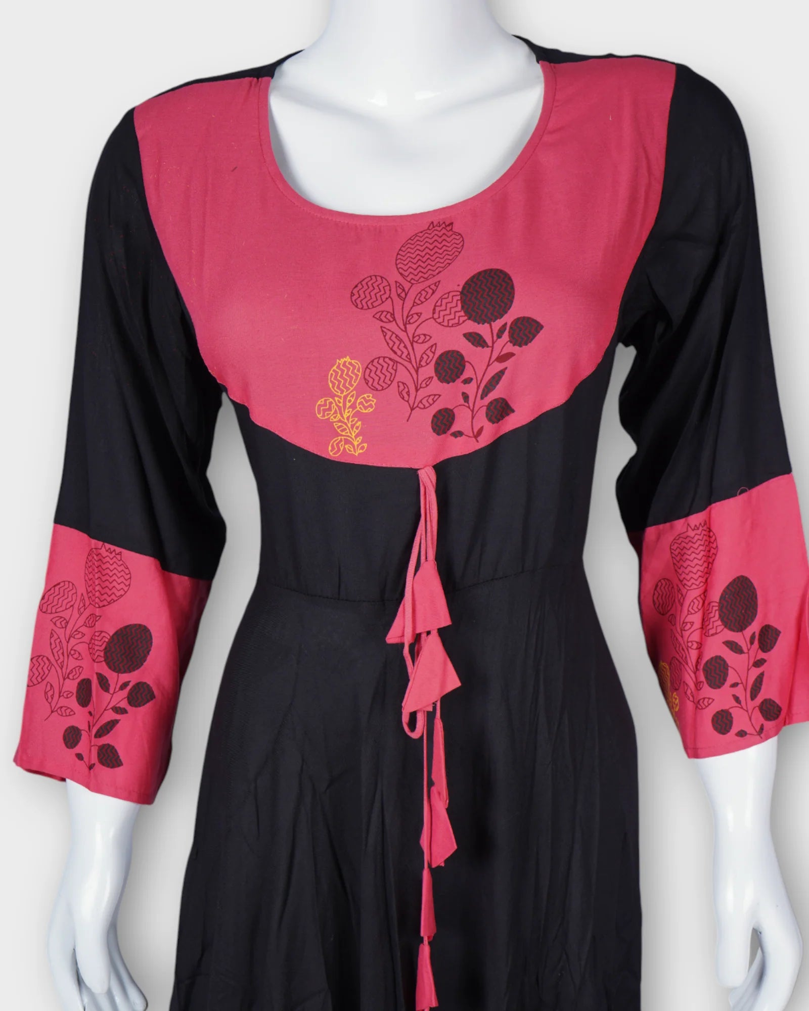Black Cotton Ethnic Gown