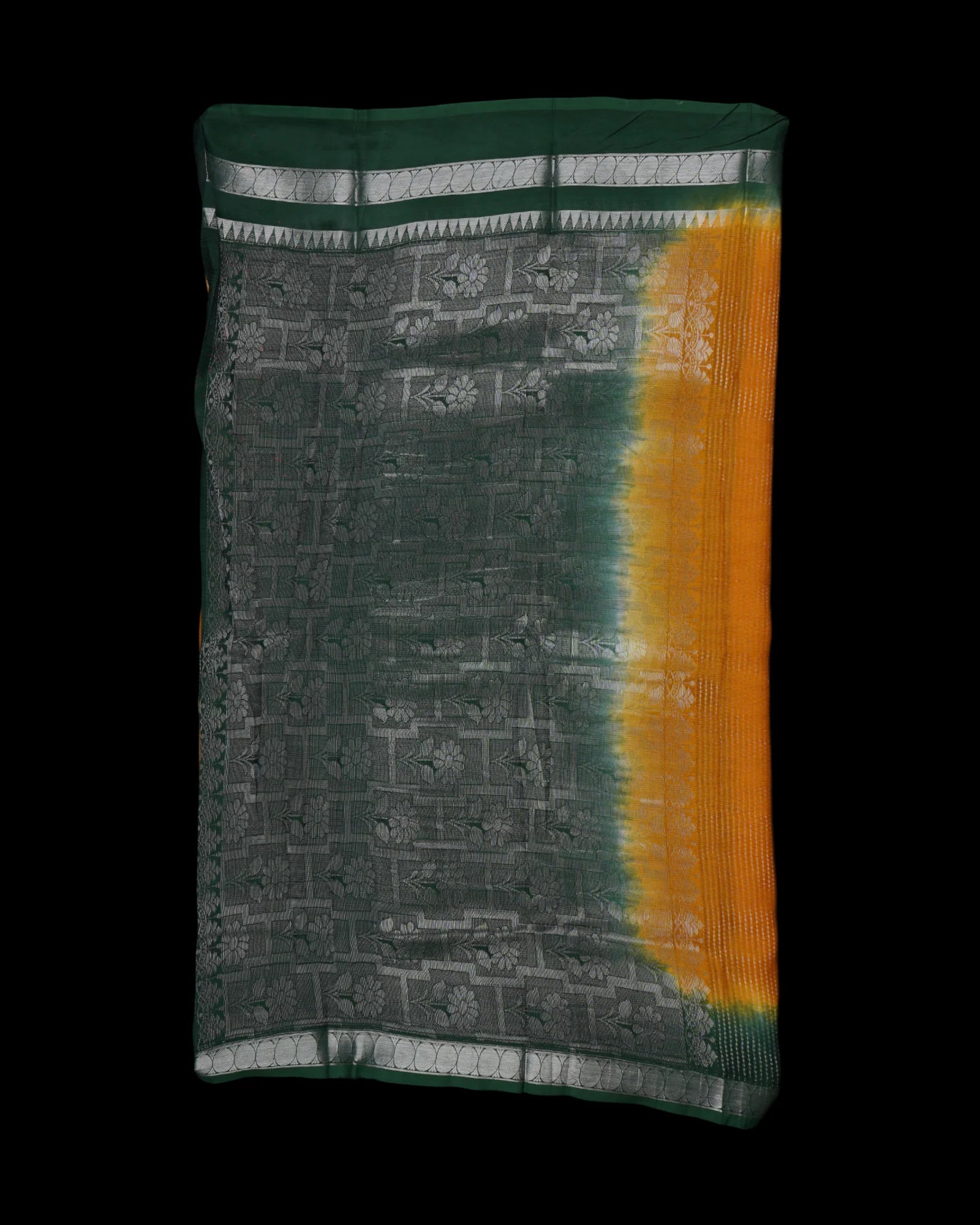 Yellow Mangalgiri Silk Saree With Silver Zari