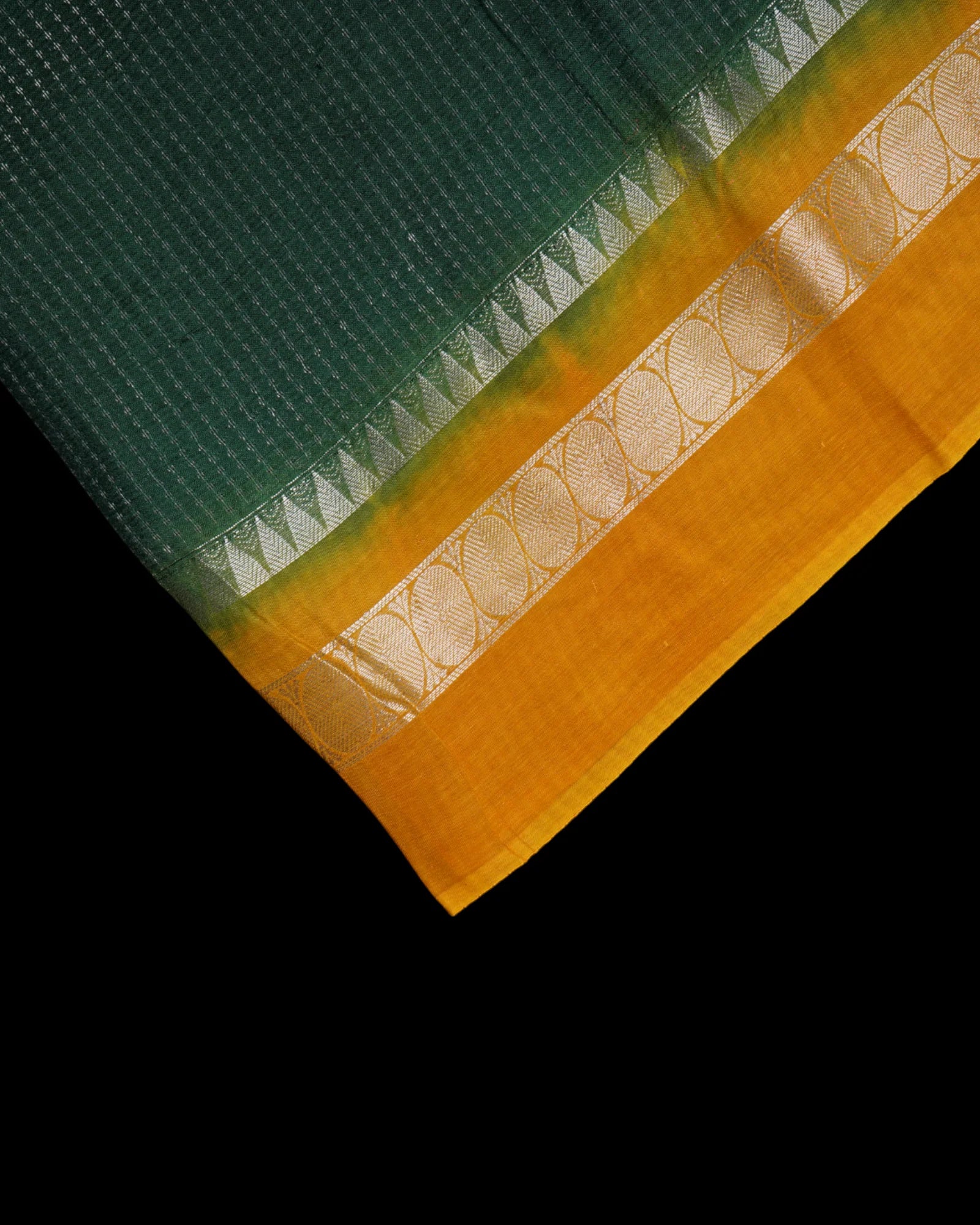 Green Mangalgiri Pattu Silk Saree With Zari Drops