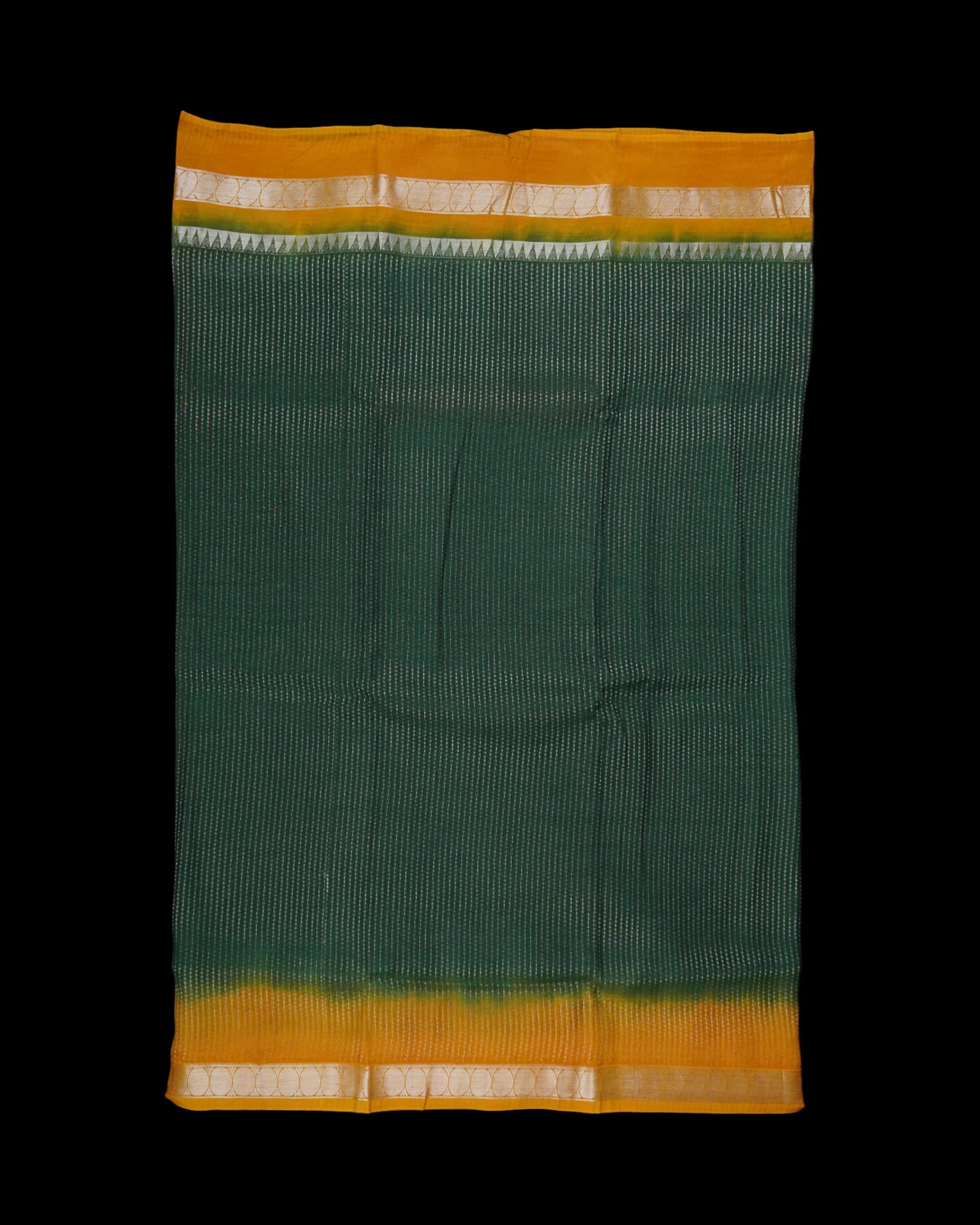 Green Mangalgiri Pattu Silk Saree With Zari Drops