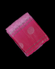 Pink Mangalgiri Pattu Silk Saree With Zari Blossoms