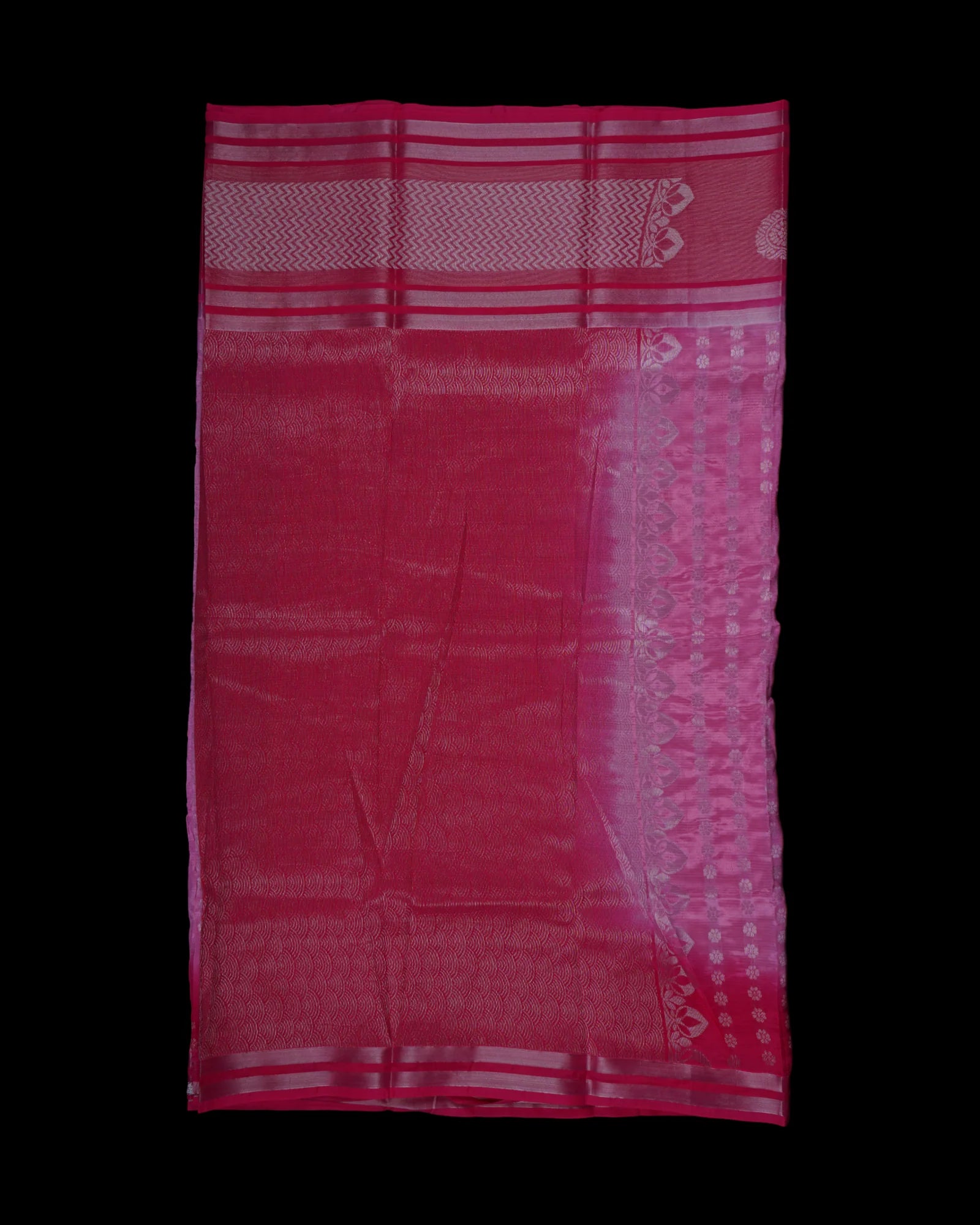 Pink Mangalgiri Pattu Silk Saree With Zari Blossoms