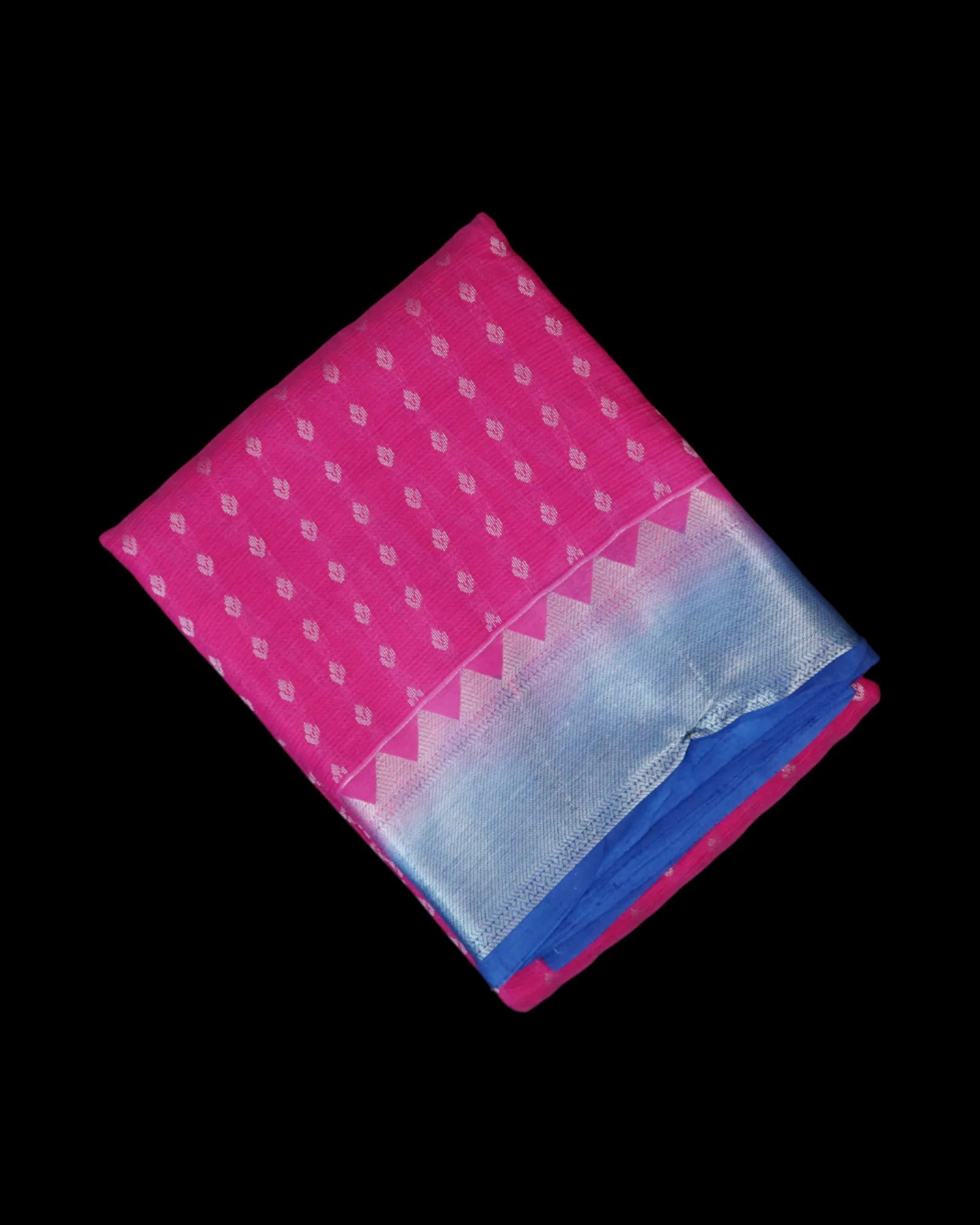 Rani Pink Mangalgiri Silk Saree With Silver Zari