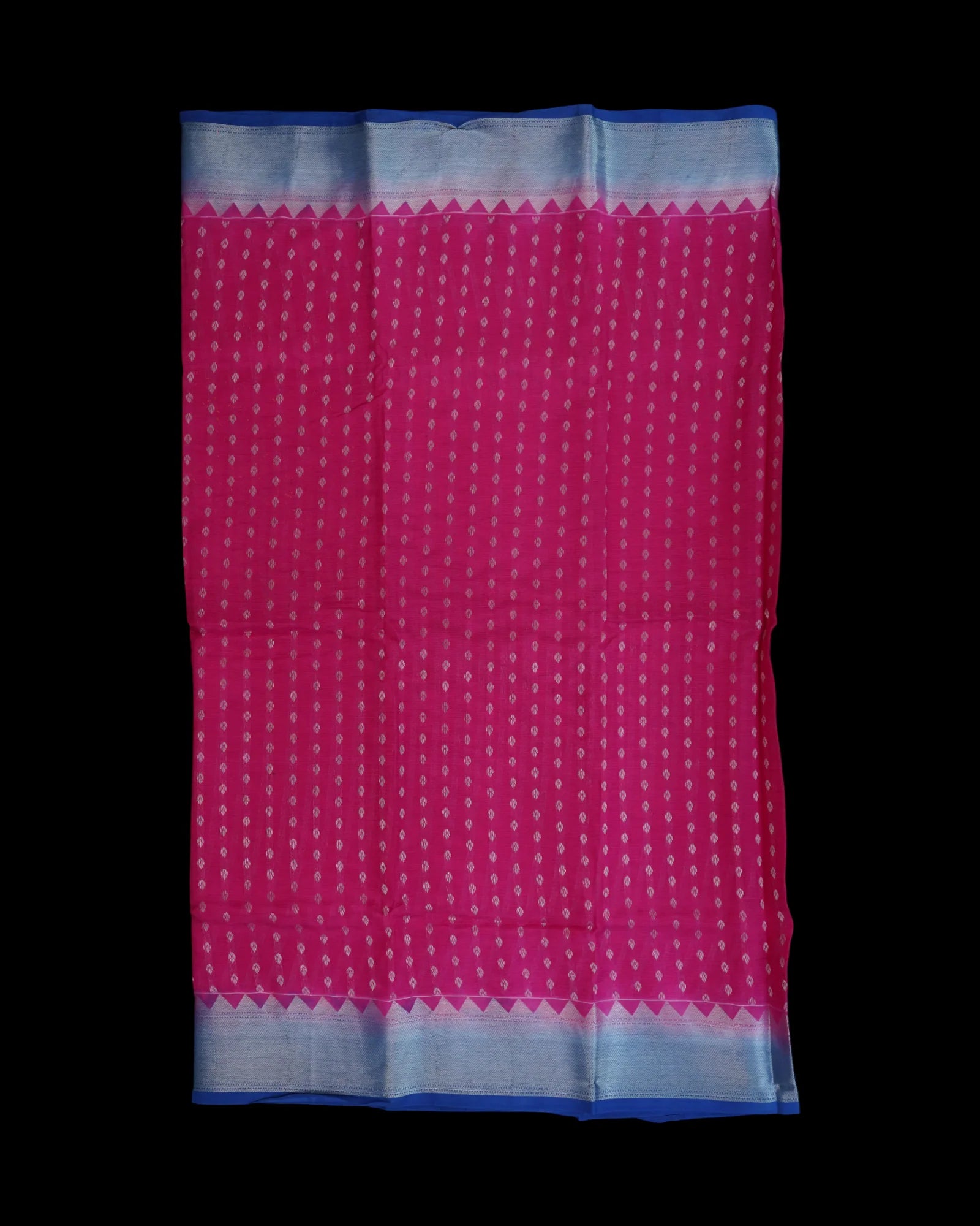 Rani Pink Mangalgiri Silk Saree With Silver Zari