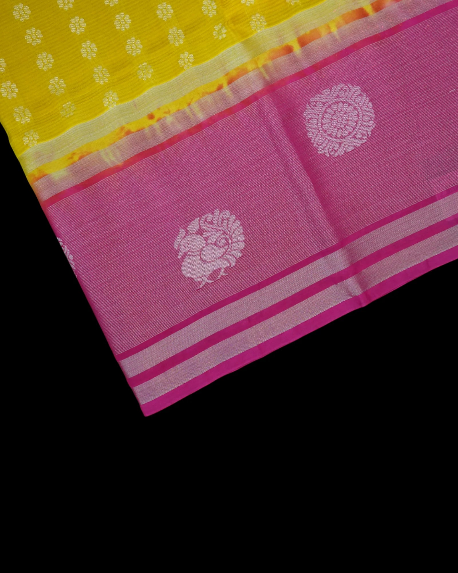 Mangalgiri Pattu Saree With Silver Floral Accents