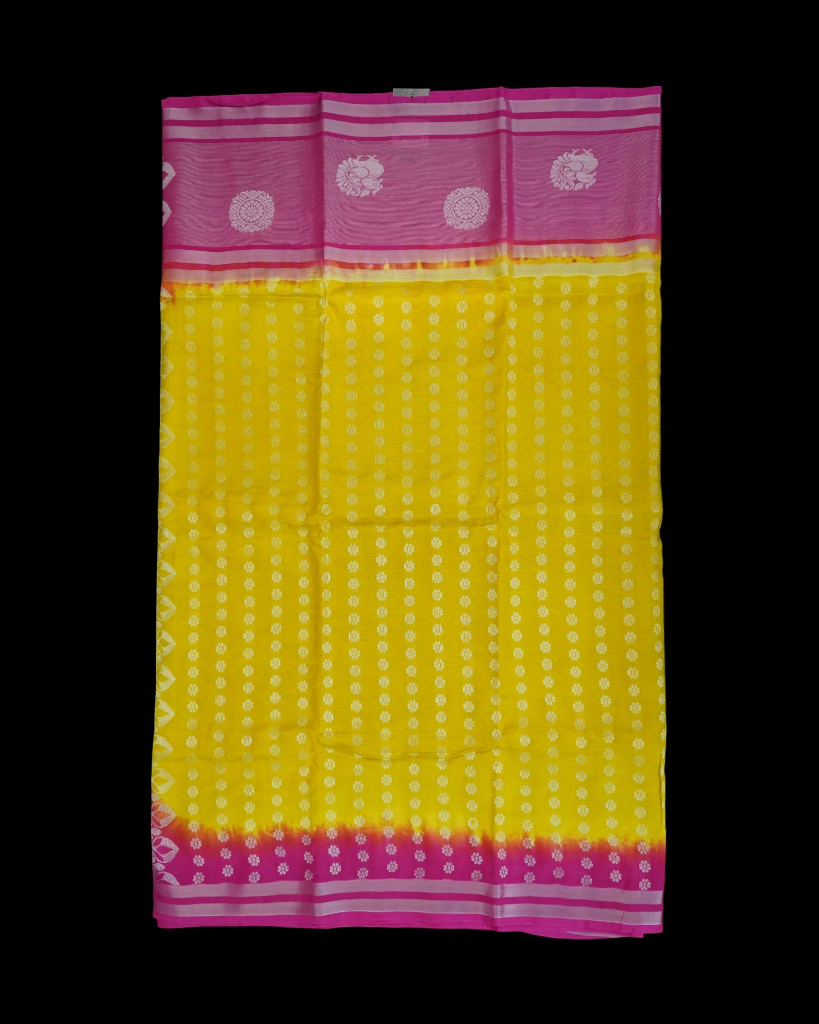 Mangalgiri Pattu Saree With Silver Floral Accents
