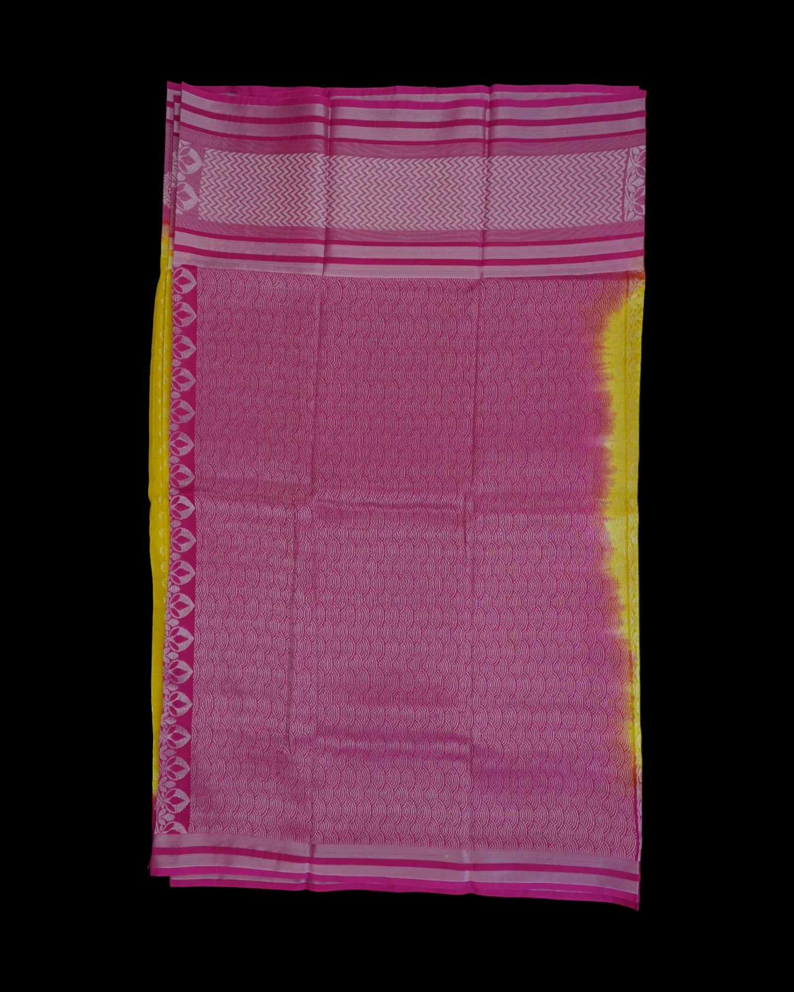 Mangalgiri Pattu Saree With Silver Floral Accents