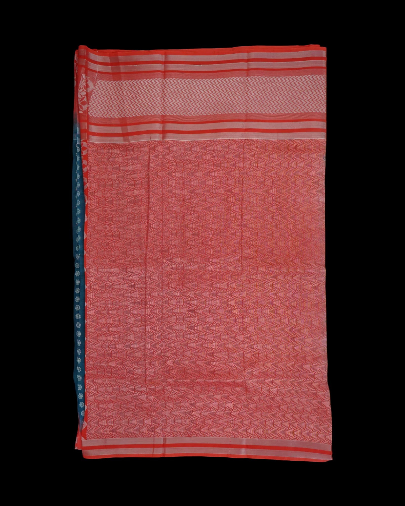 Peacock Blue Mangalgiri Silk Saree Silver Zari