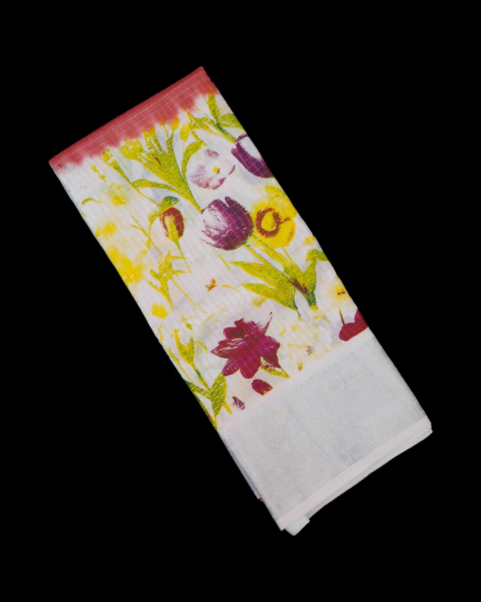 Peach Pink Mangalgiri Silk Saree Silver Checks