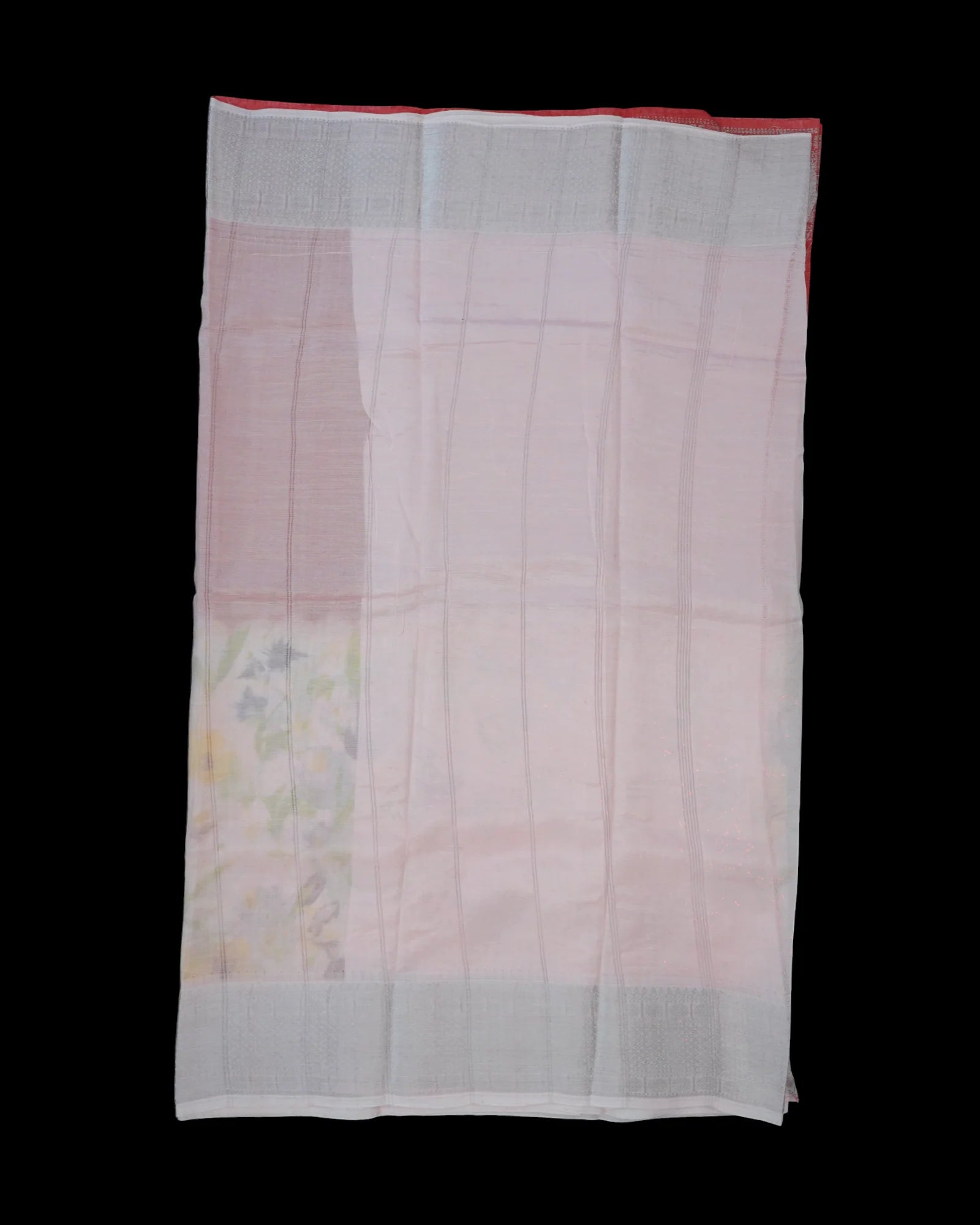 Peach Pink Mangalgiri Silk Saree Silver Checks