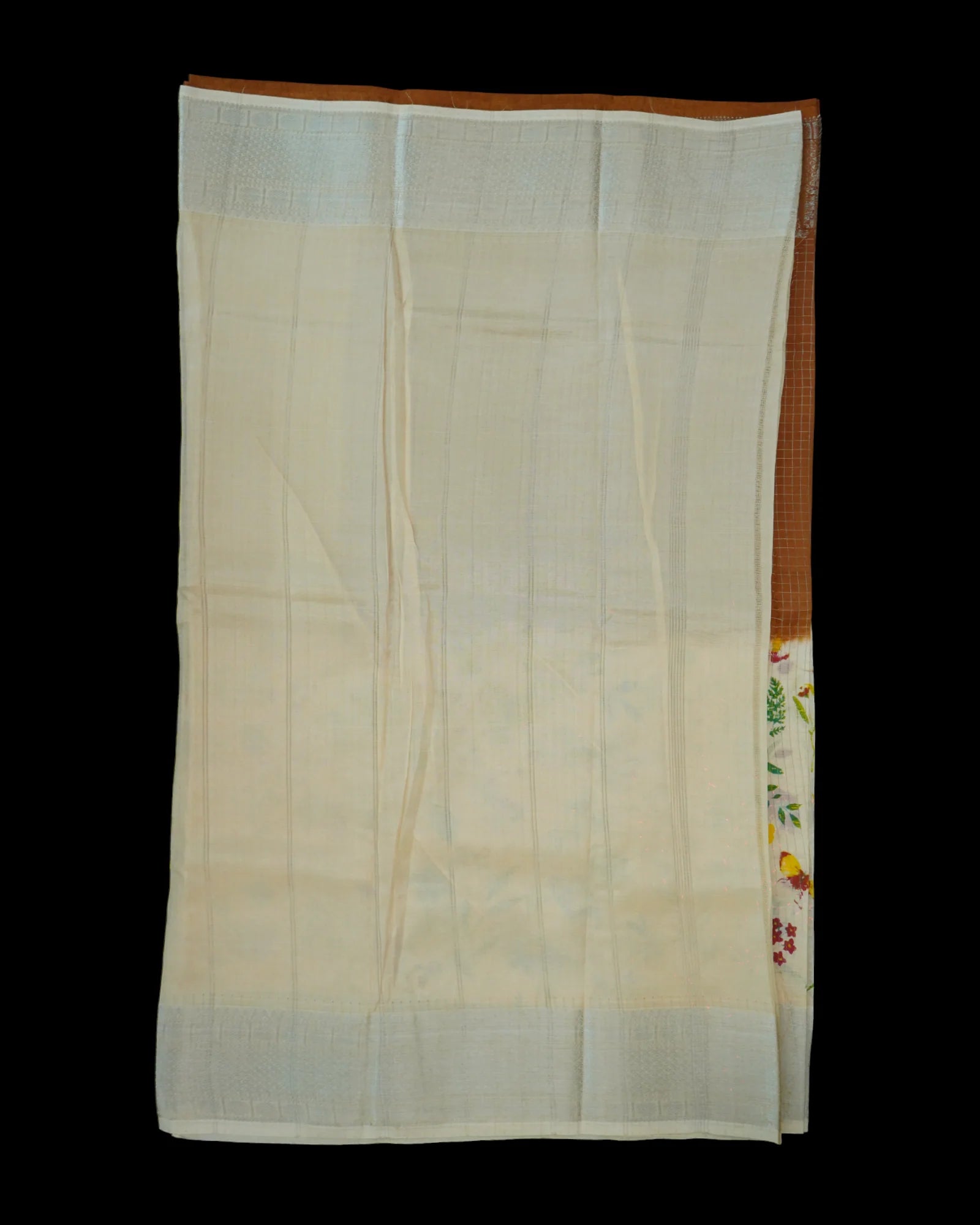 Cream Mangalgiri Pattu Saree With Silver Checks