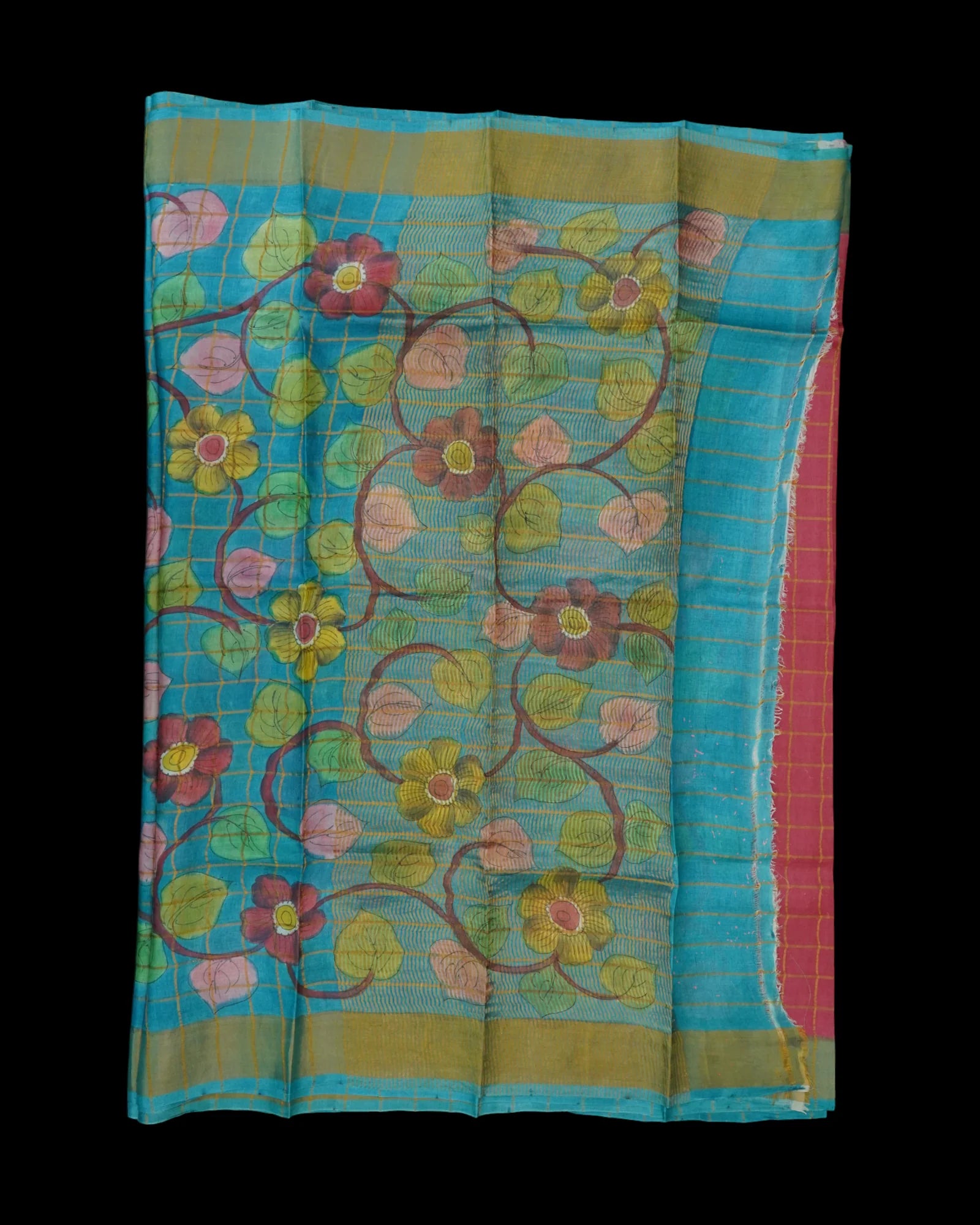Pink Mangalgiri Silk Saree Gold Zari