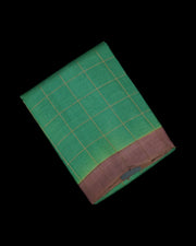 Green Mangalgiri Silk Saree Gold Zari Checks
