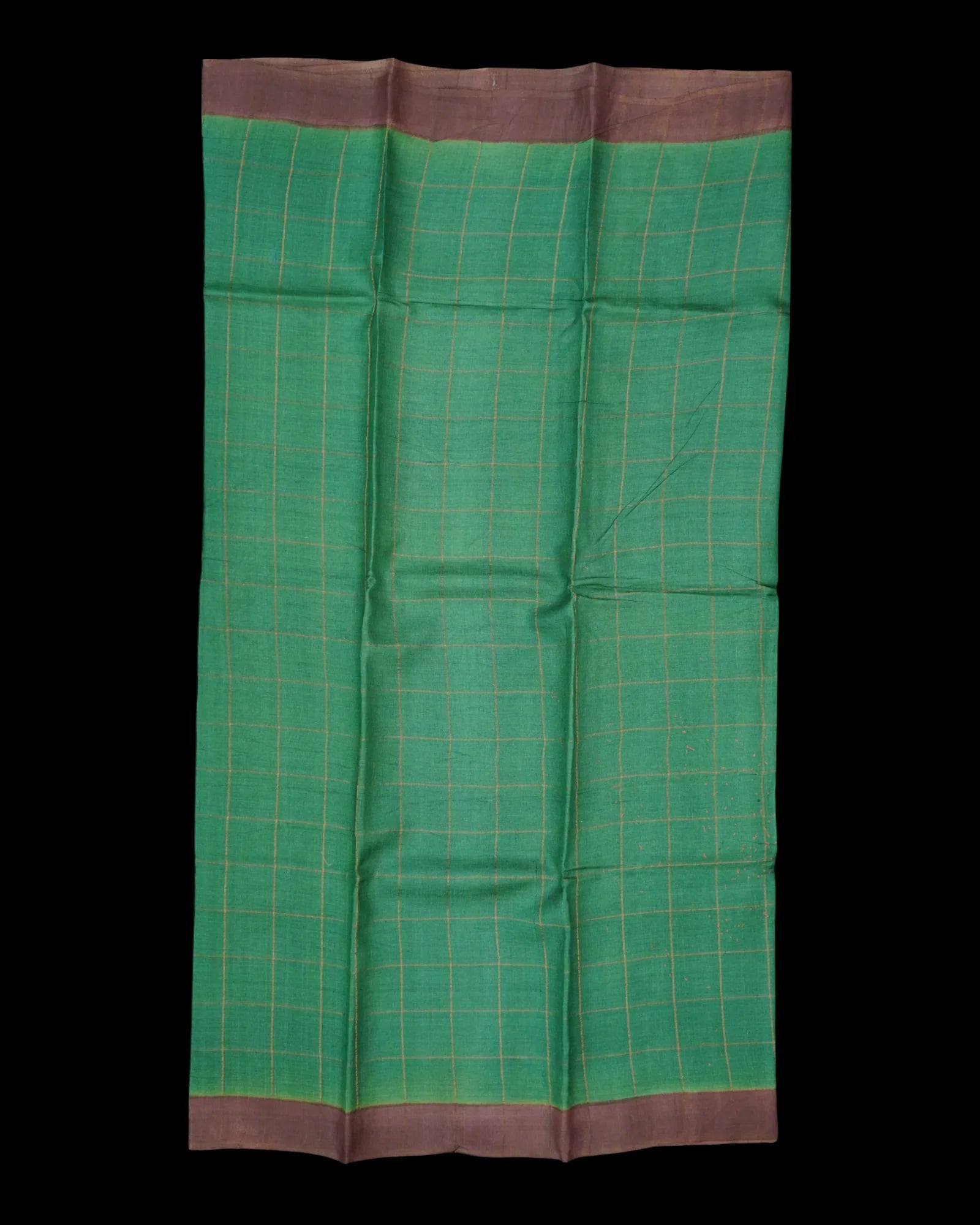 Green Mangalgiri Silk Saree Gold Zari Checks