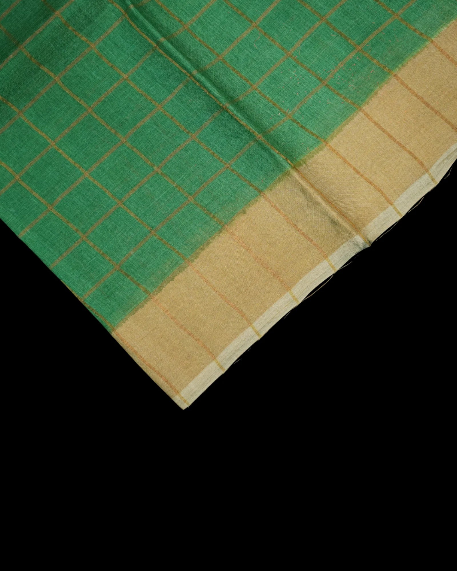 Green Mangalgiri Silk Saree With Gold Zari Checks