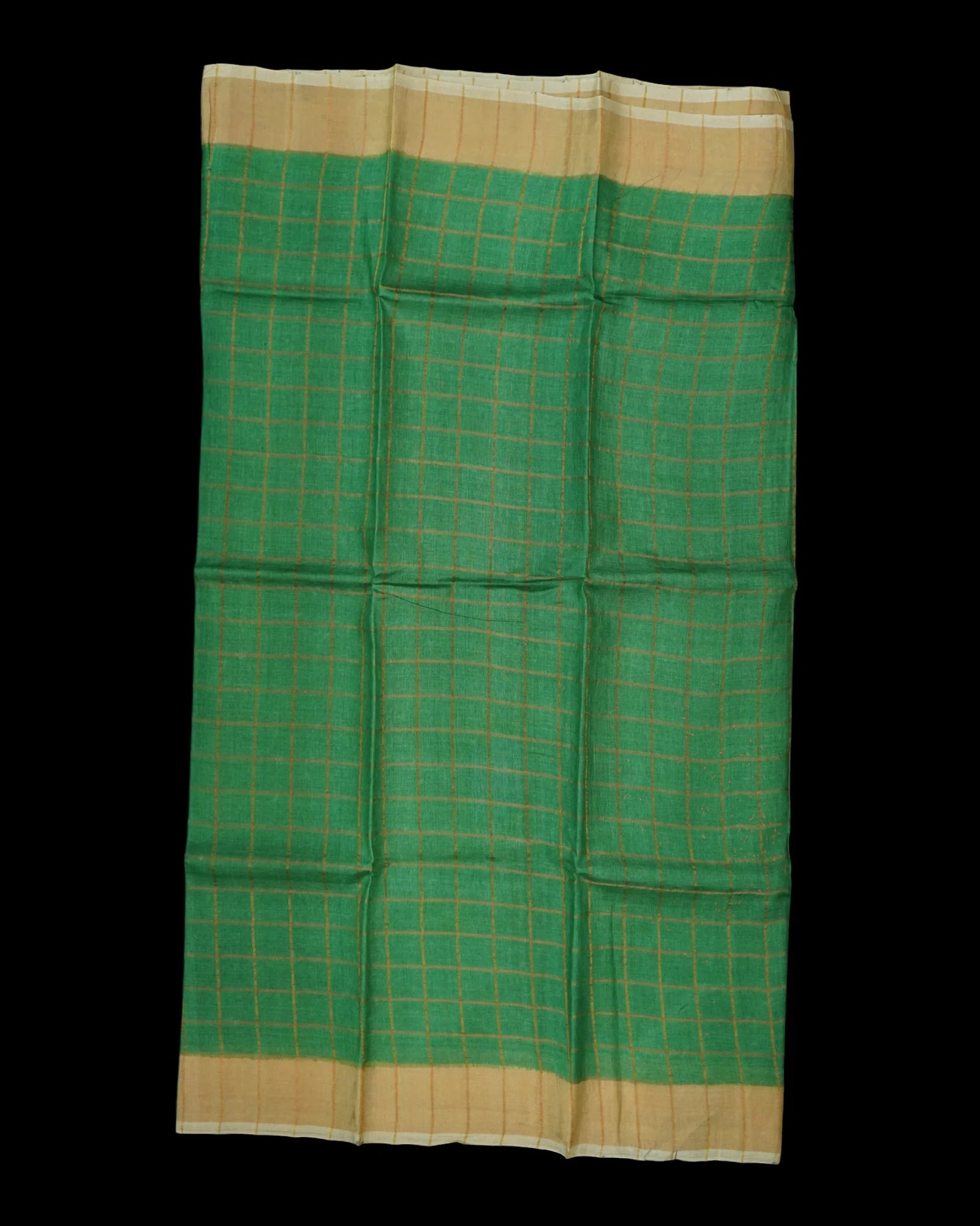 Green Mangalgiri Silk Saree With Gold Zari Checks
