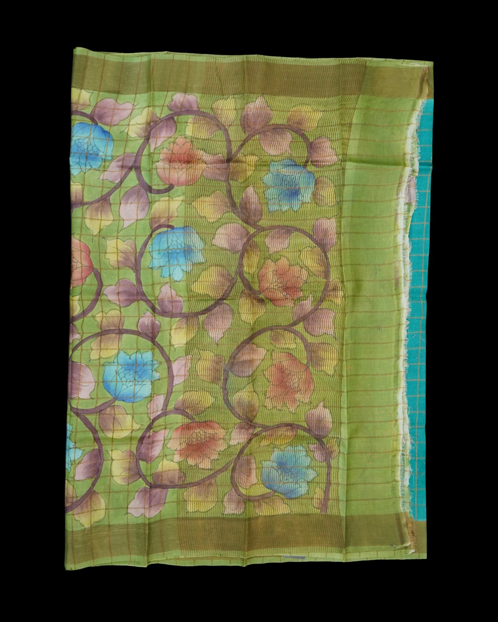 Rama Blue Mangalgiri Pure Silk Saree