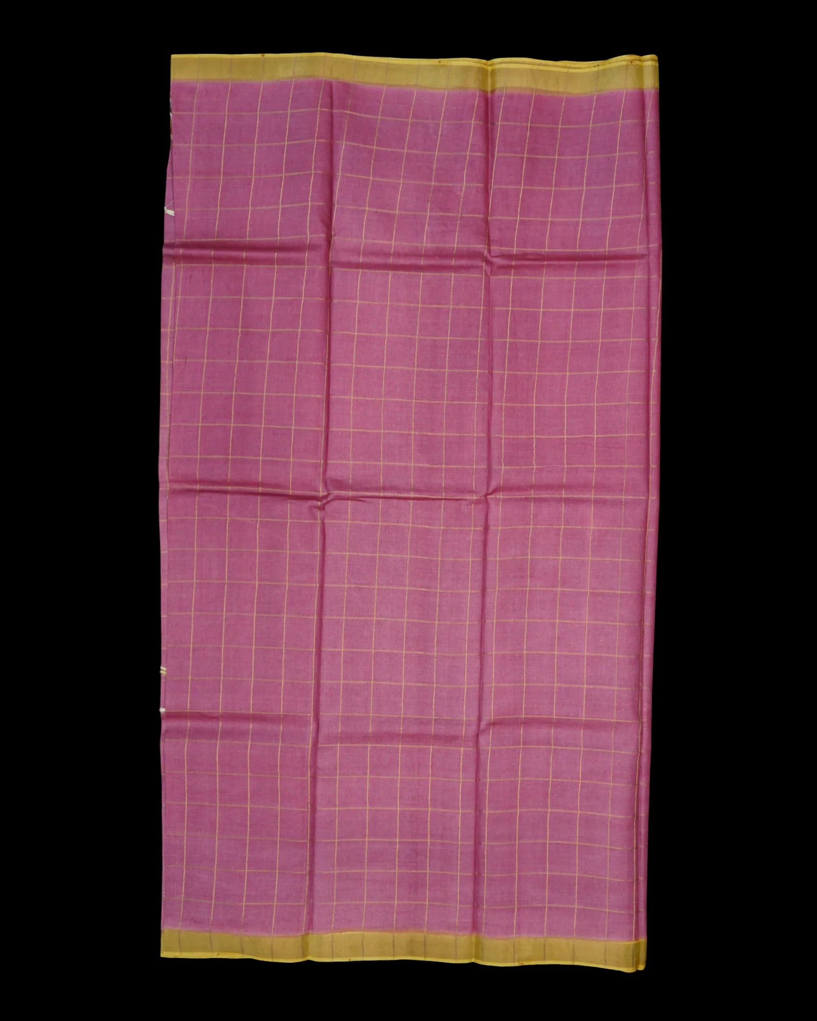 Pink Mangalgiri Silk Saree Gold Zari Accents