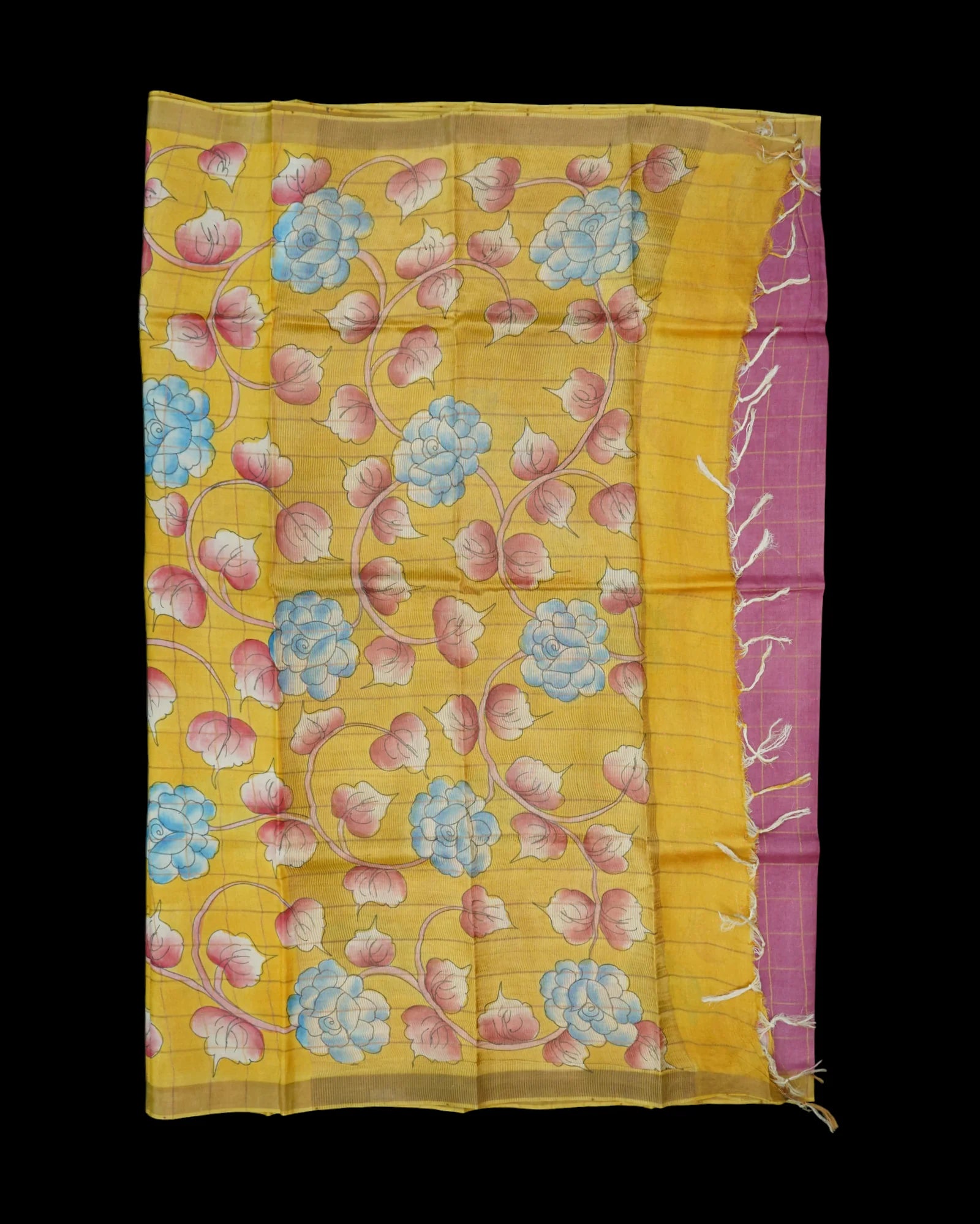 Pink Mangalgiri Silk Saree Gold Zari Accents