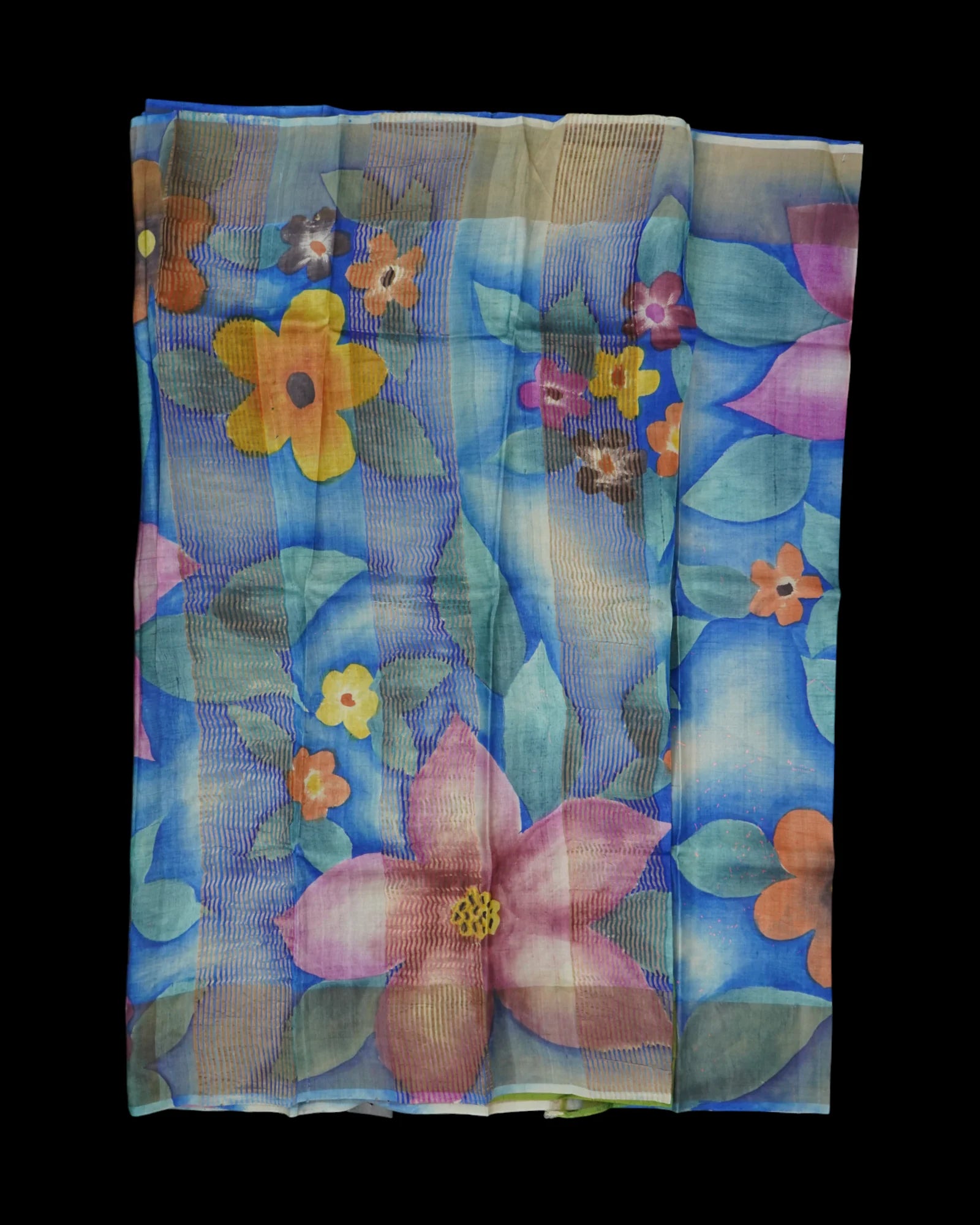 Royal Blue Tussar Silk Saree