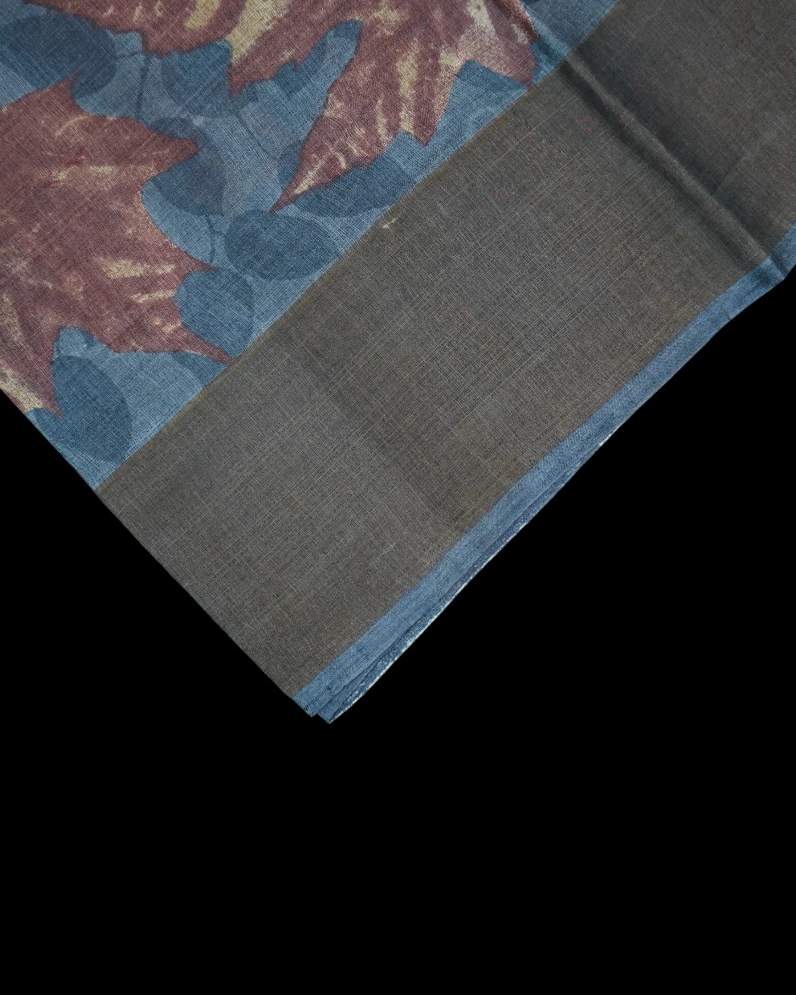 Blue Gray Mangalgiri Silk Floral Saree