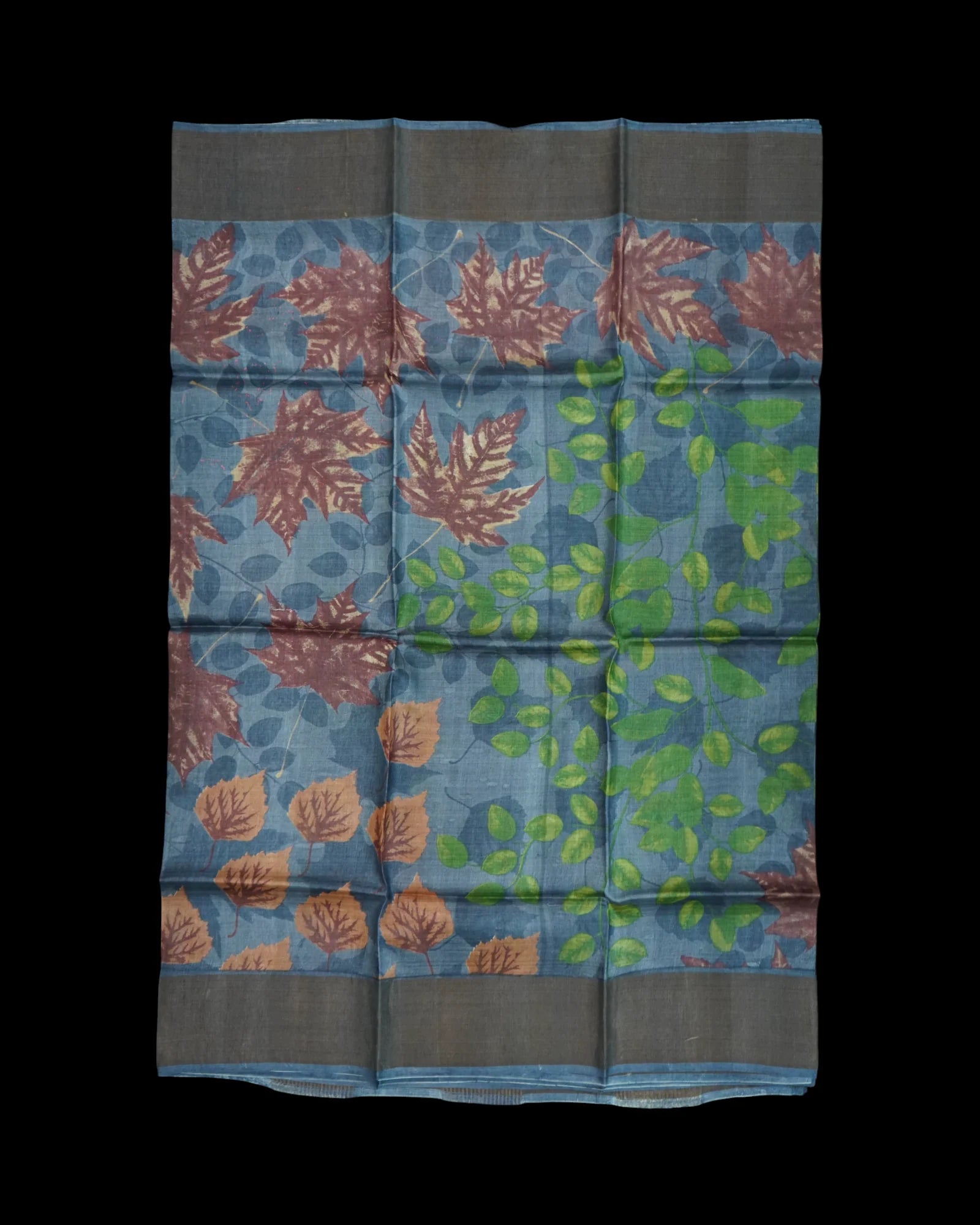 Blue Gray Mangalgiri Silk Floral Saree