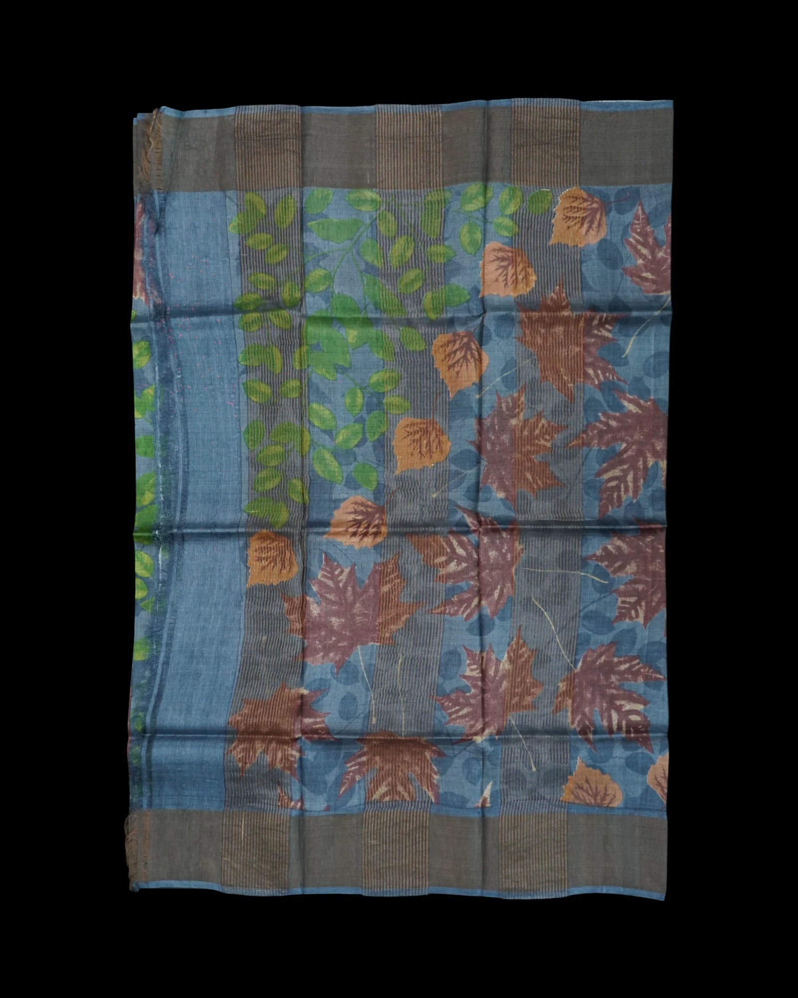 Blue Gray Mangalgiri Silk Floral Saree