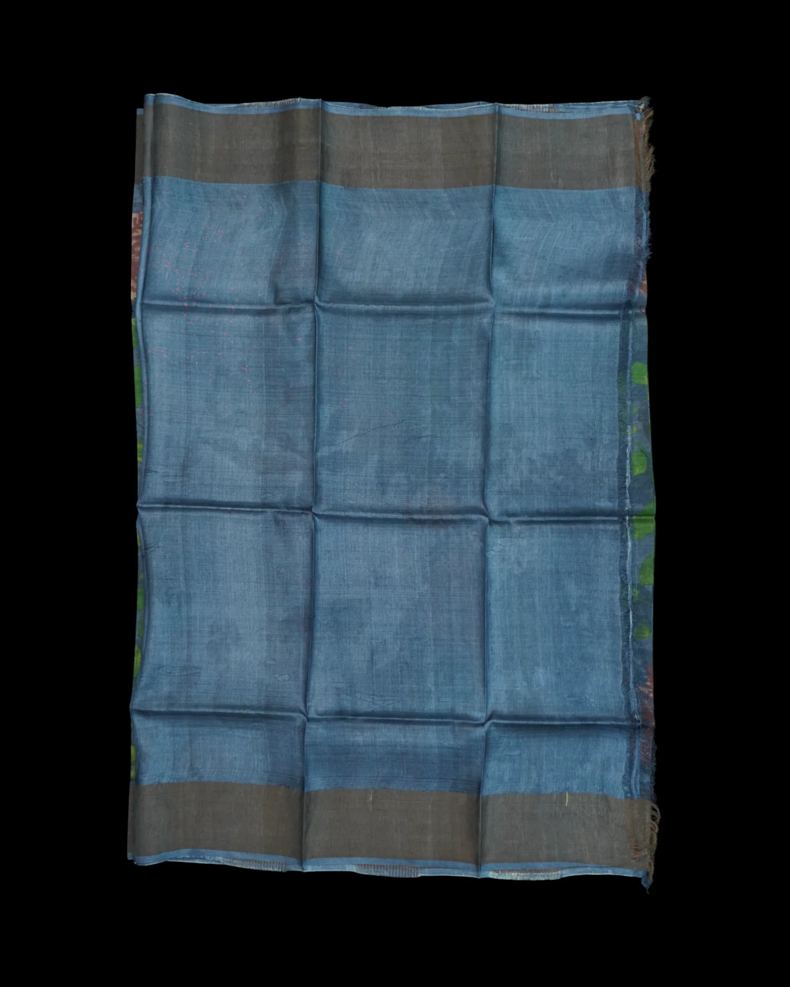 Blue Gray Mangalgiri Silk Floral Saree