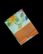 Sky Blue Tussar Silk Mangalgiri Saree
