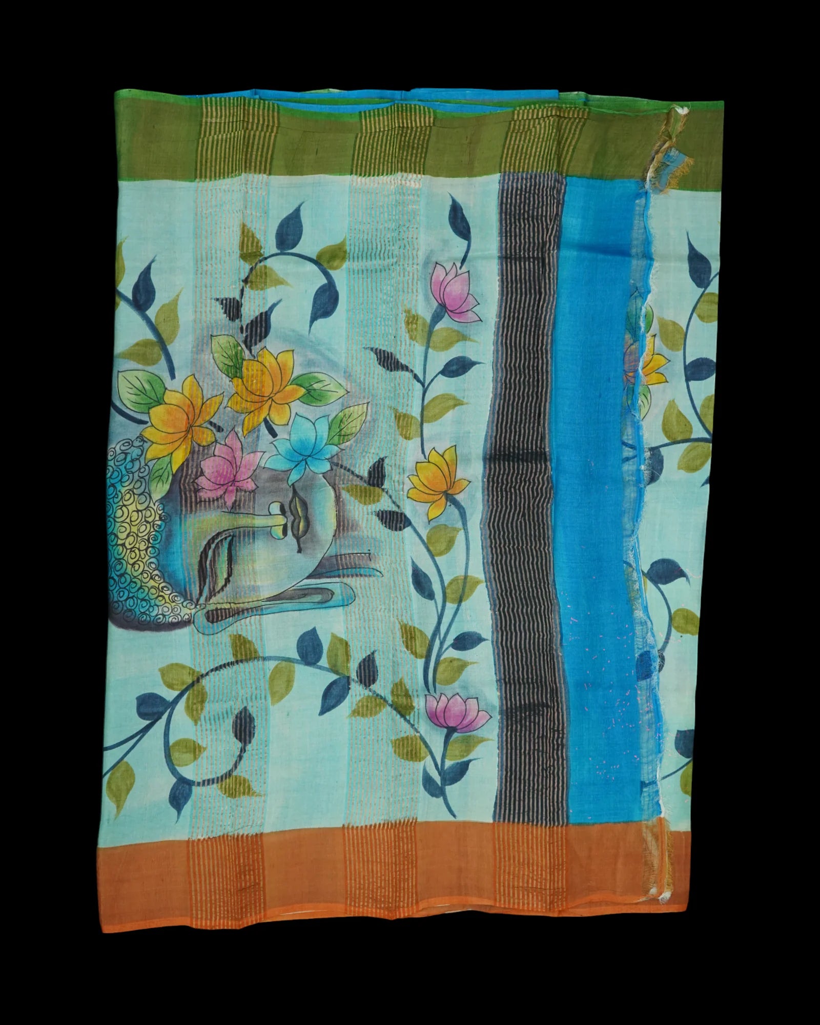 Sky Blue Tussar Silk Mangalgiri Saree