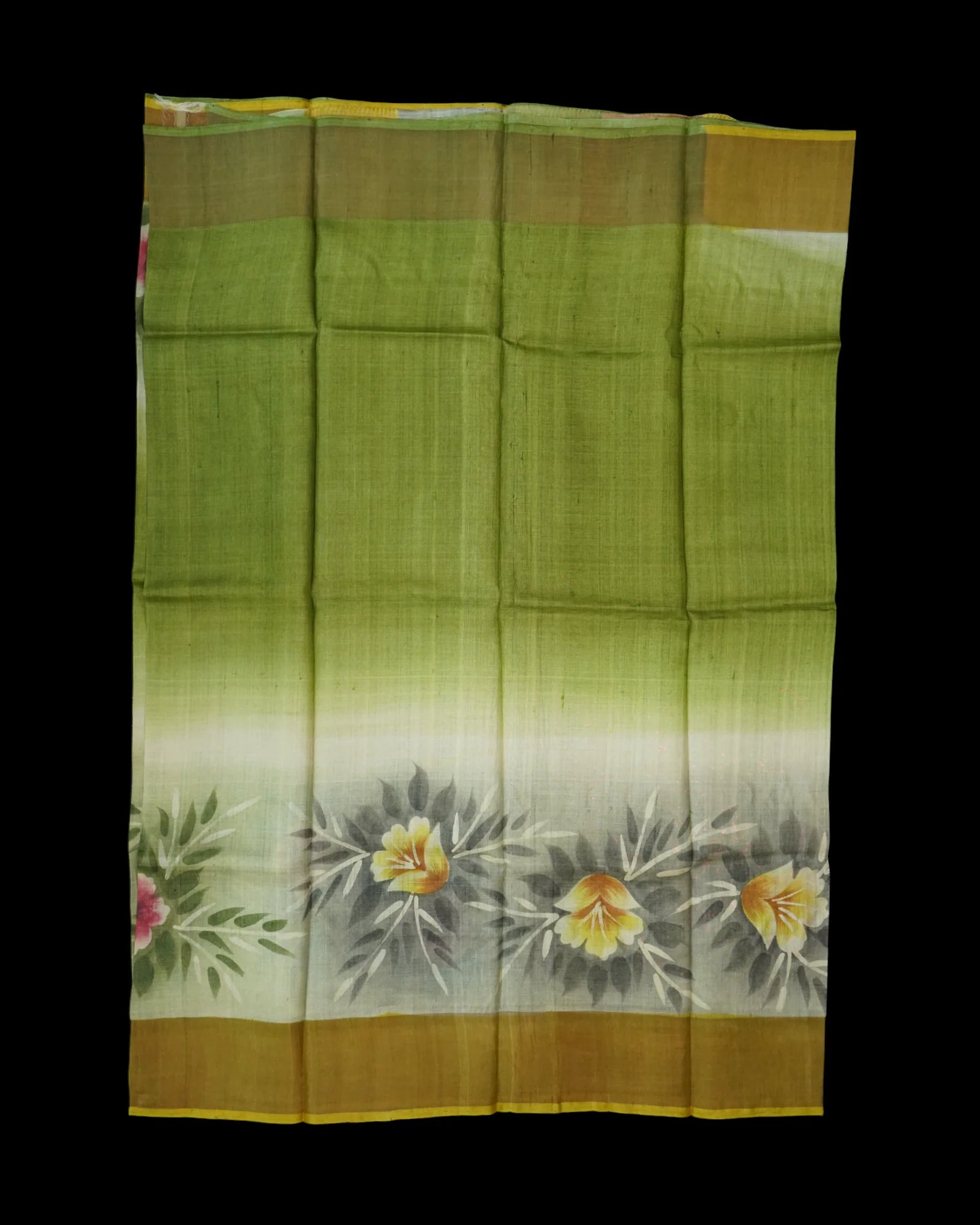 Cream Tussar Silk Mangalgiri Saree