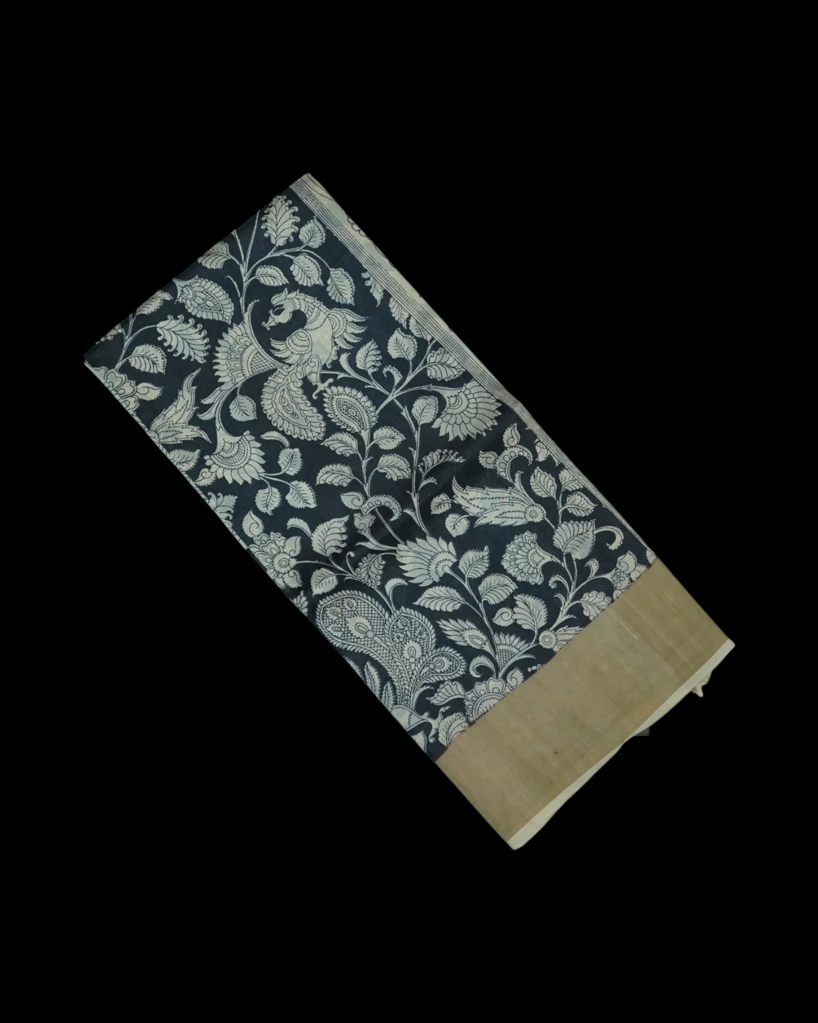 Black Tussar Mangalgiri Silk Saree