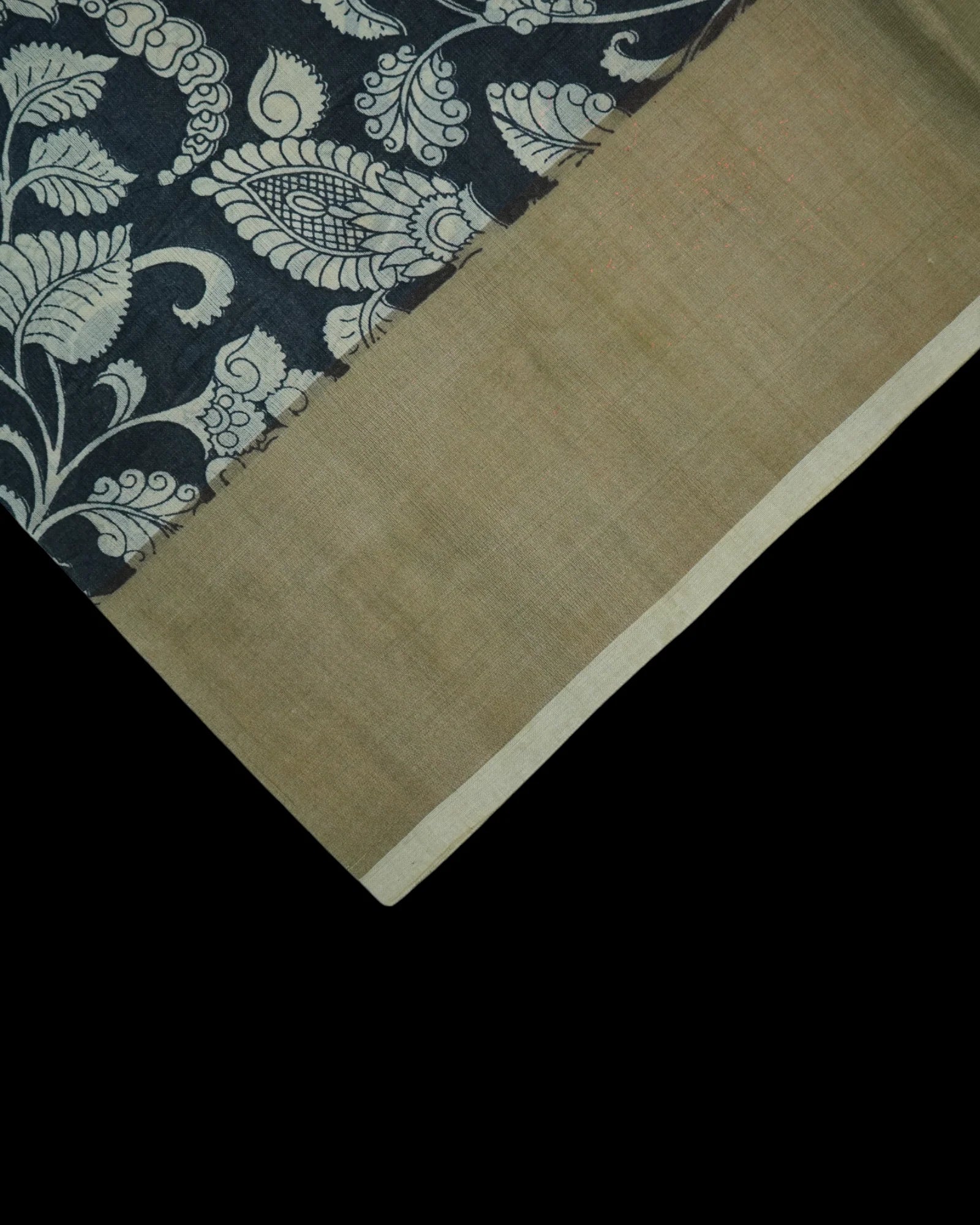 Black Tussar Mangalgiri Silk Saree