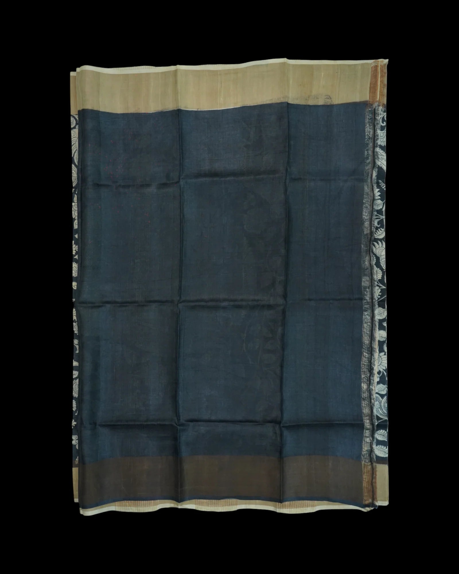 Black Tussar Mangalgiri Silk Saree