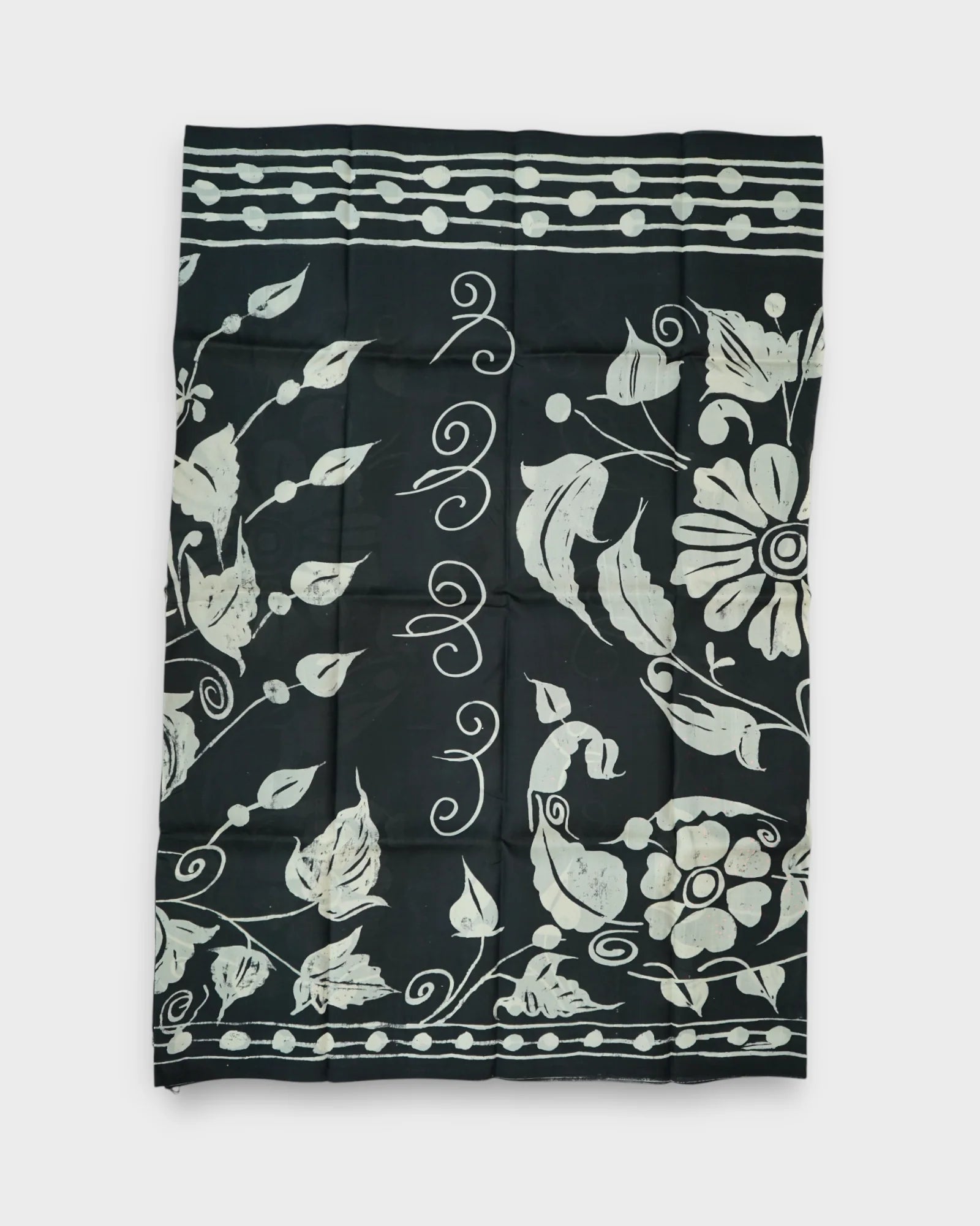 Black Tussar Silk Mangalgiri Floral Saree