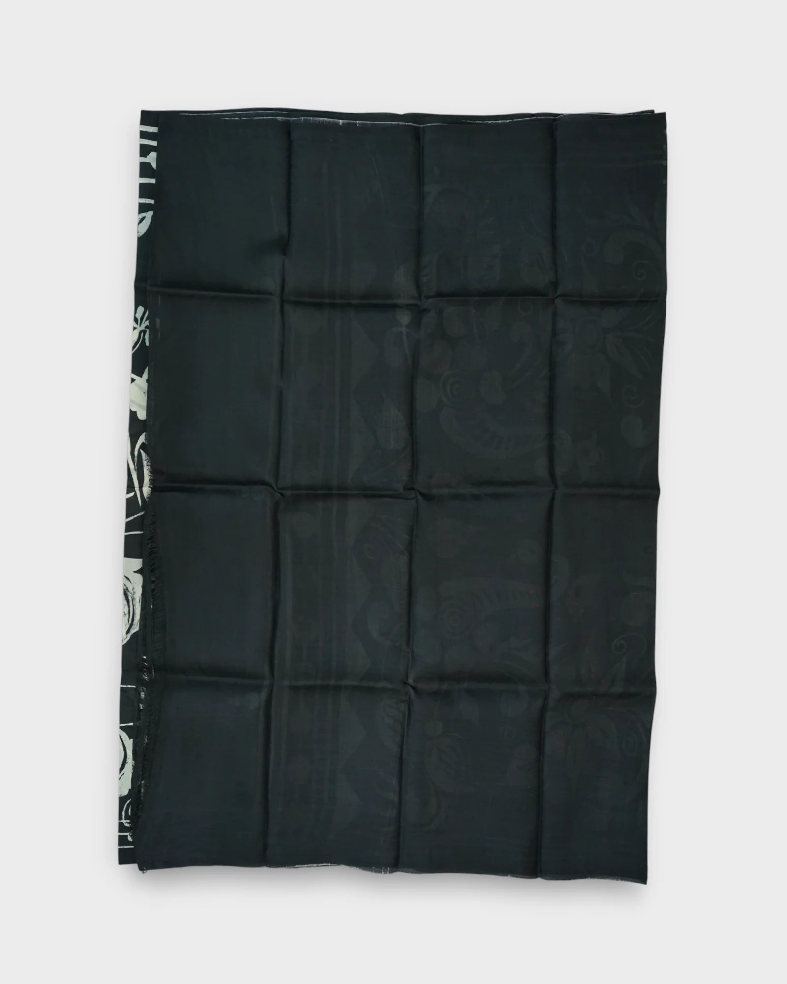 Black Tussar Silk Mangalgiri Floral Saree