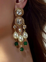 Jade & Pearl Elegant Danglers - Dyulokha
