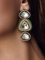 Emerald Elegance Polki Earrings - Dyulokha