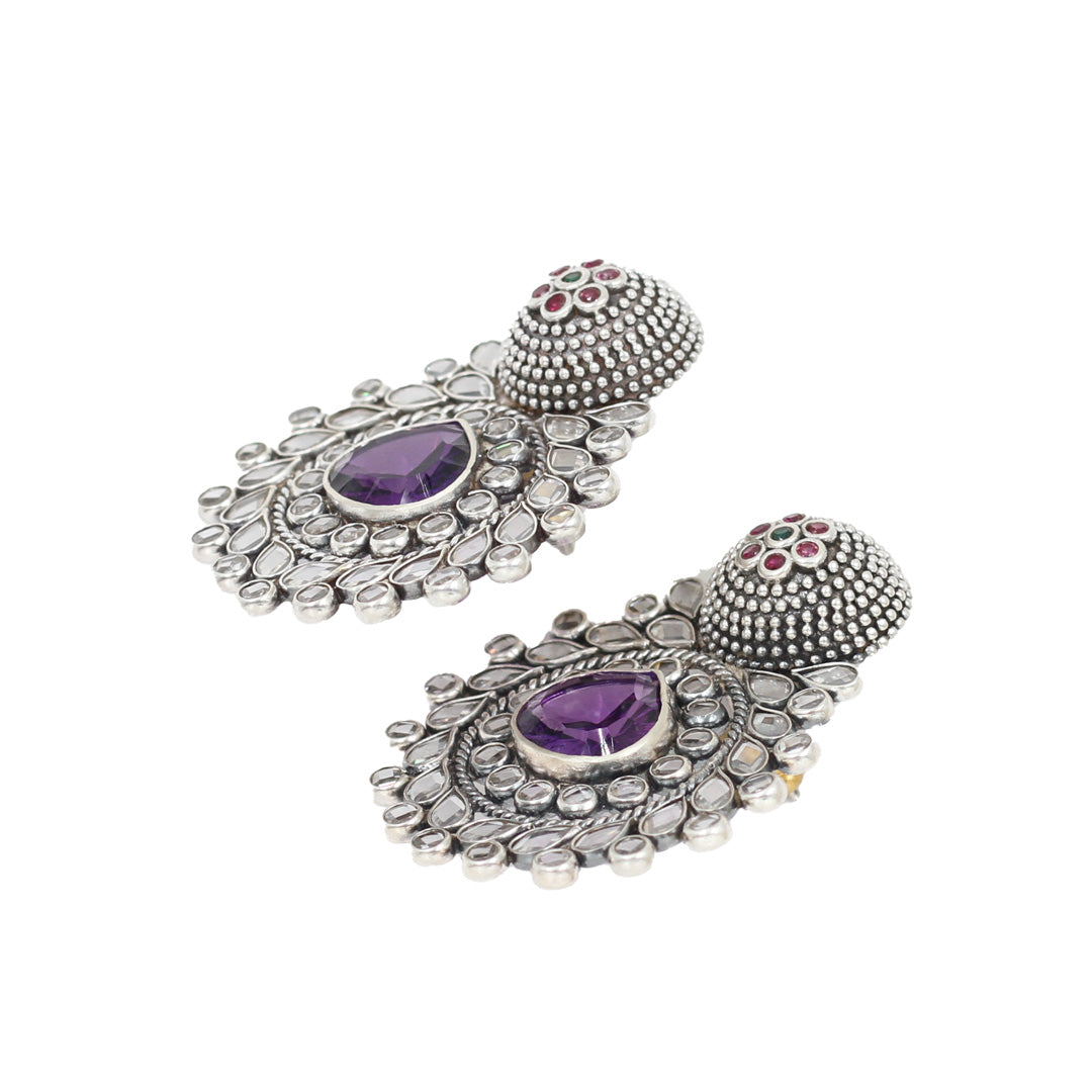 Silver Radiance Purple Earrings