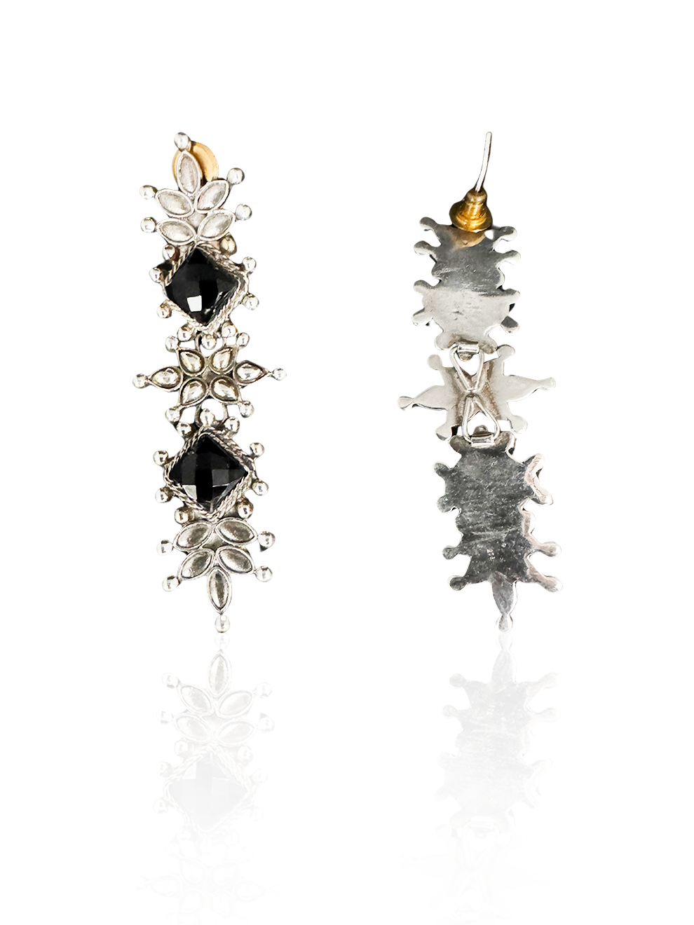 Sliver Onyx Danglers