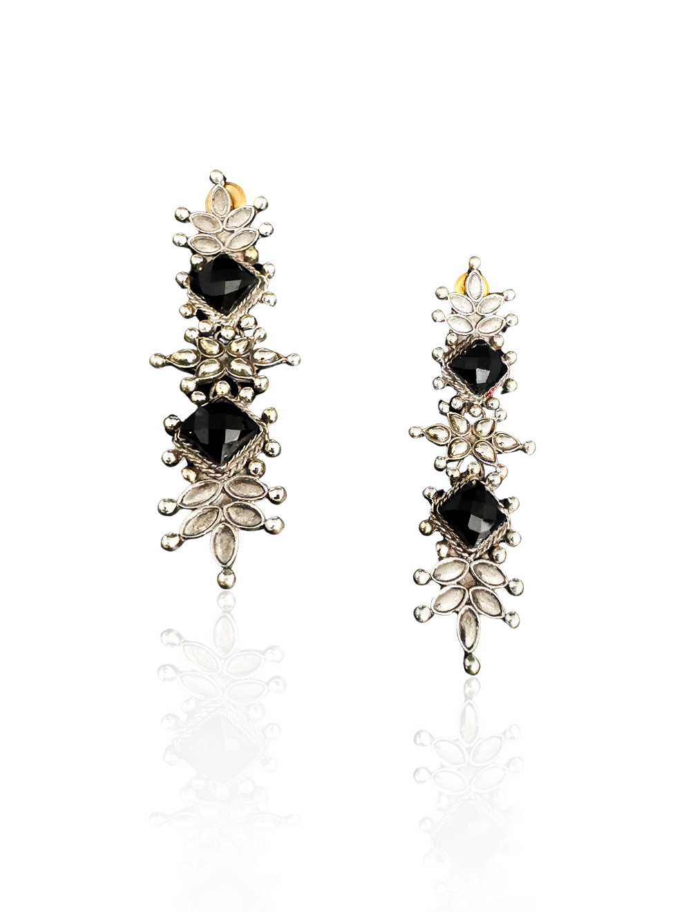 Sliver Onyx Danglers