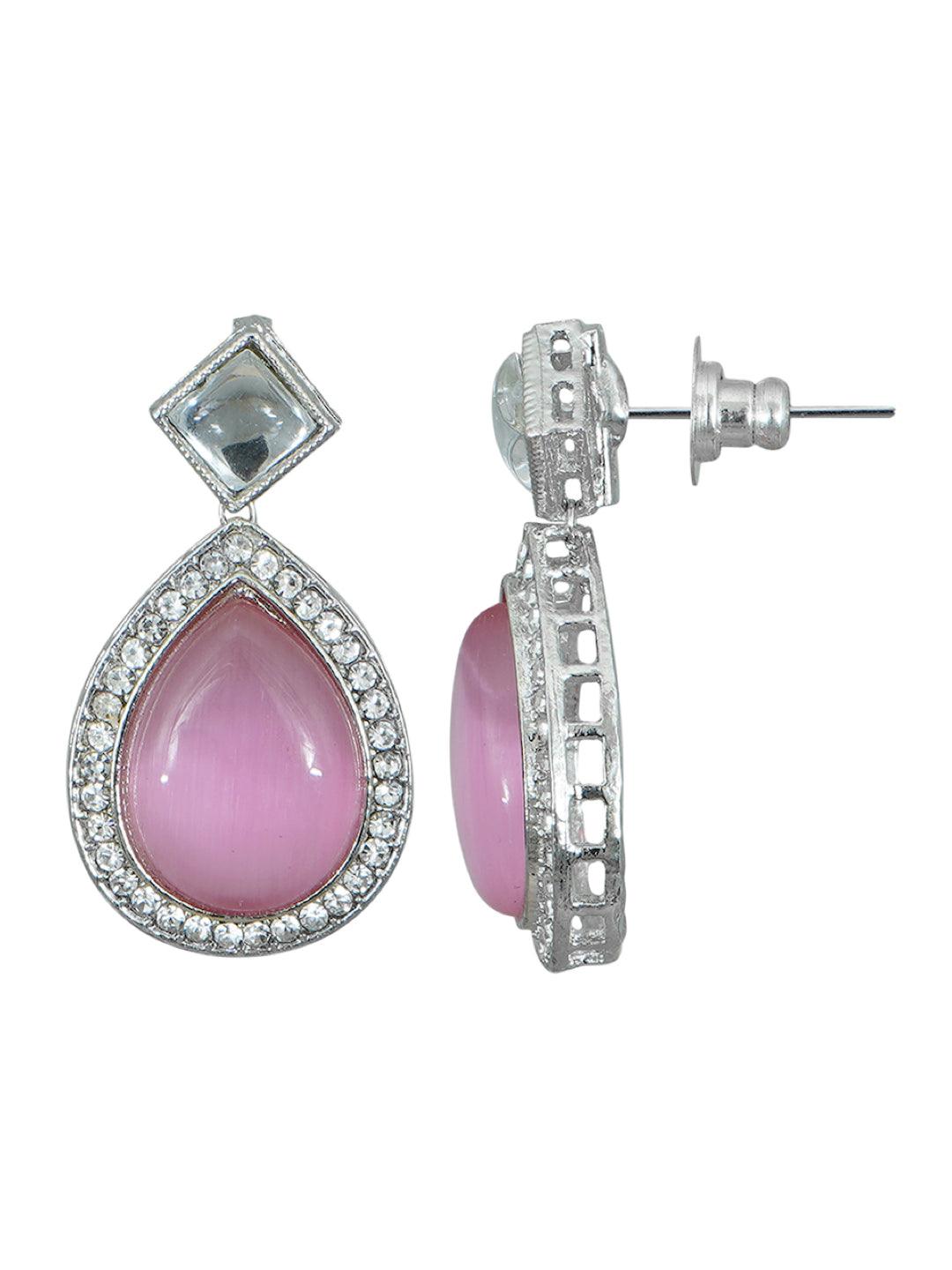 Rose Radiance Zirconia Necklace Set with Maang Tikka - Dyulokha