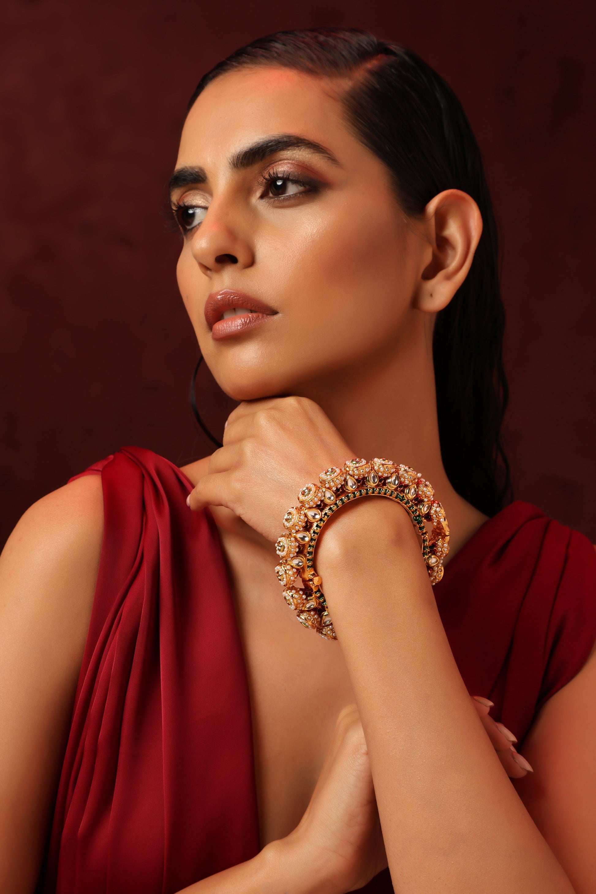 Opulent Oasis Jadau Kundan Bangle - Dyulokha