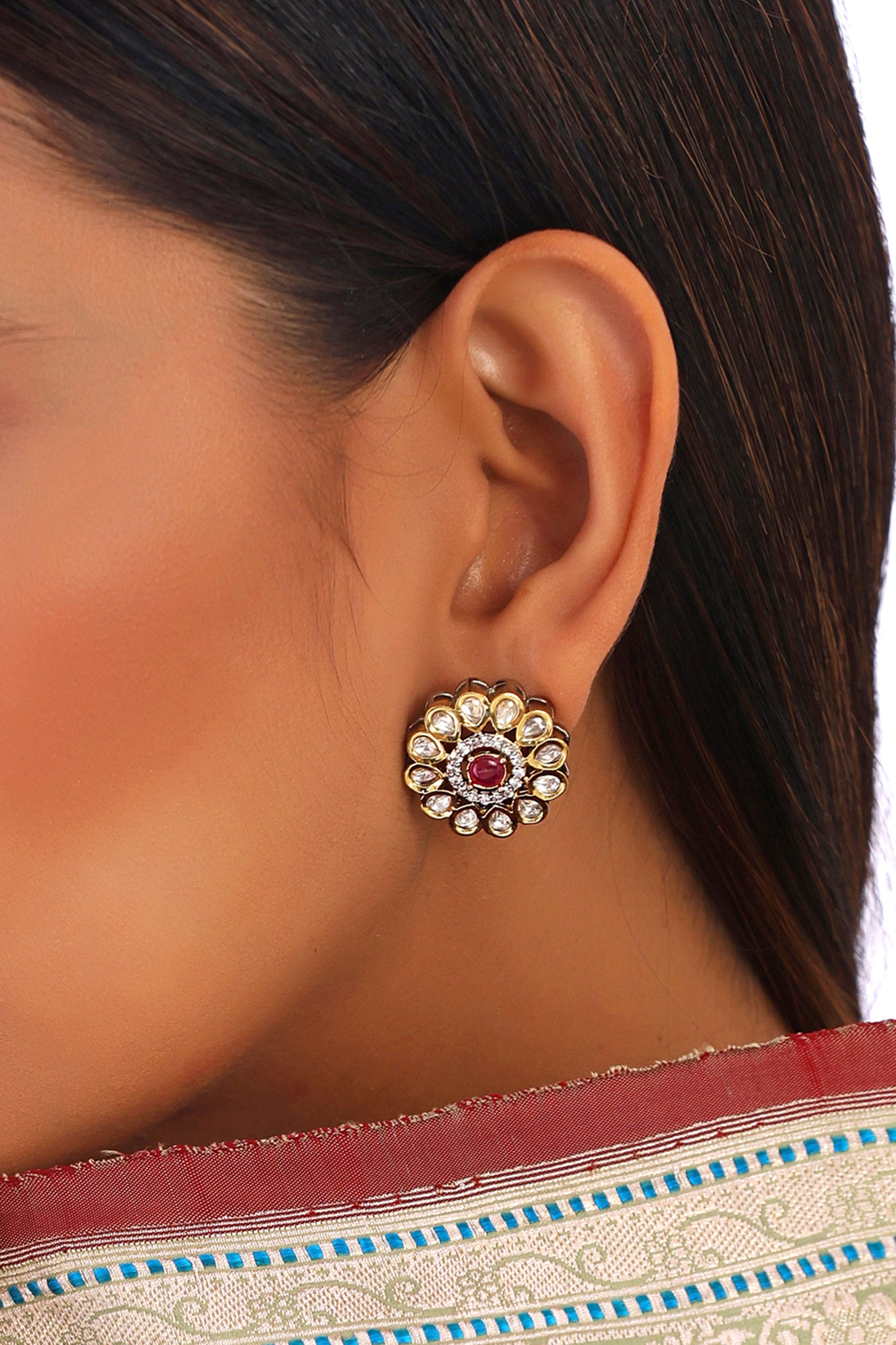 Luminous Luxe Red Polki Studs - Dyulokha