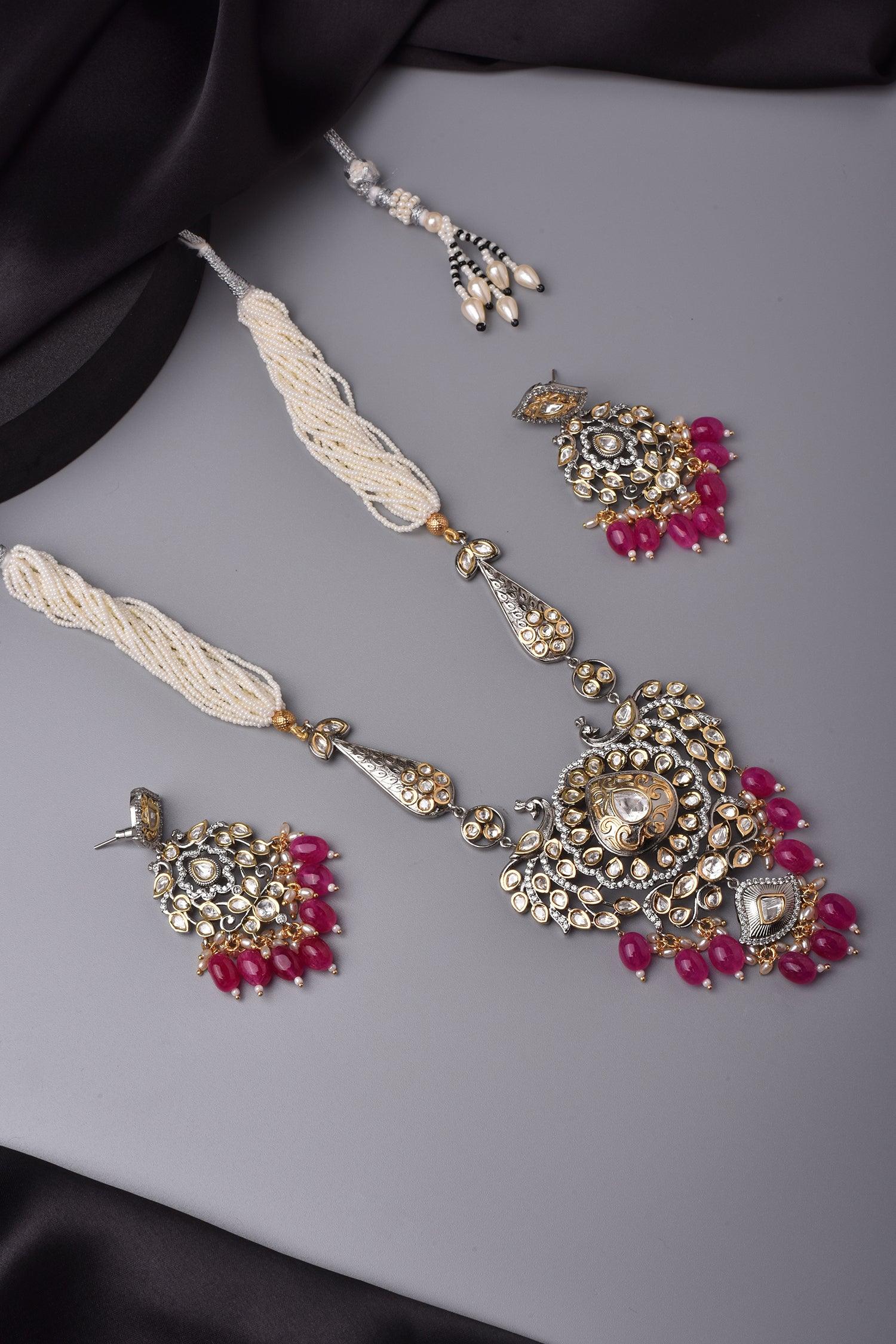 Classic Grace Polki & Pearl Necklace Set - Dyulokha