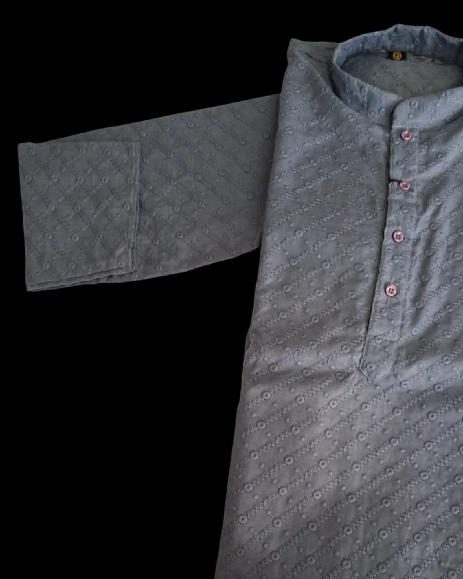 White Cotton Thread Embroidered Kurta Pajama