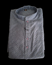 White Cotton Thread Embroidered Kurta Pajama