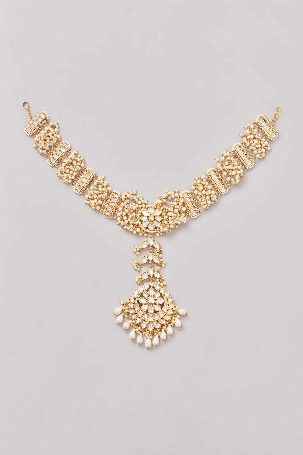 Golden Sheeshpati Kundan Polki Matha Patti - Dyulokha