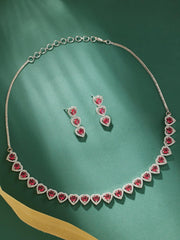 Blushing Hearts Pink Sapphire Necklace Set - Dyulokha